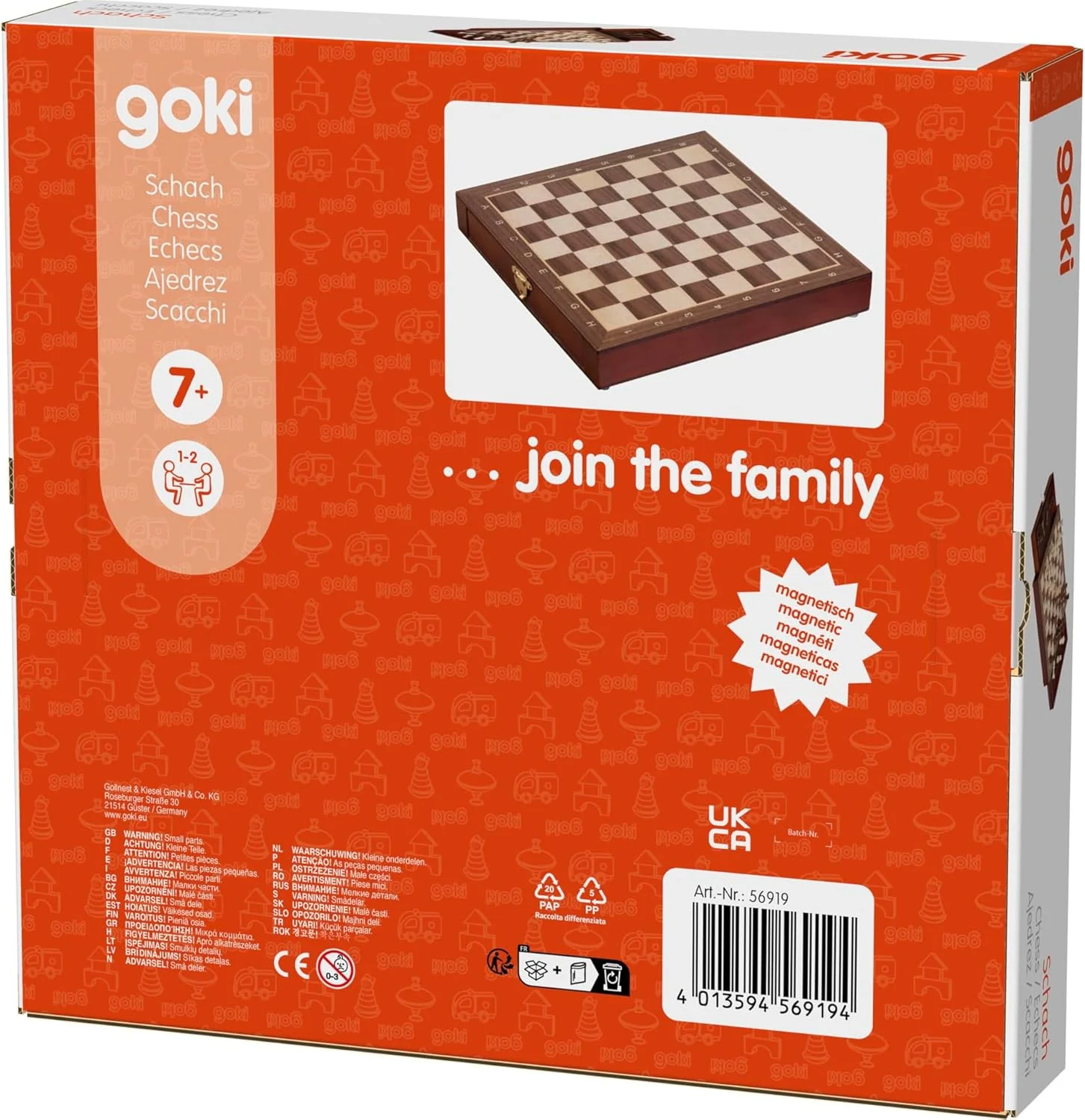 بازی شطرنج مغناطیسی goki با کشو - اسباب بازی چوبی قابل حمل برای کودکان 7 سال به بالا، مهره های مغناطیسی برای ثبات بیشتر و نگهداری کاربردی