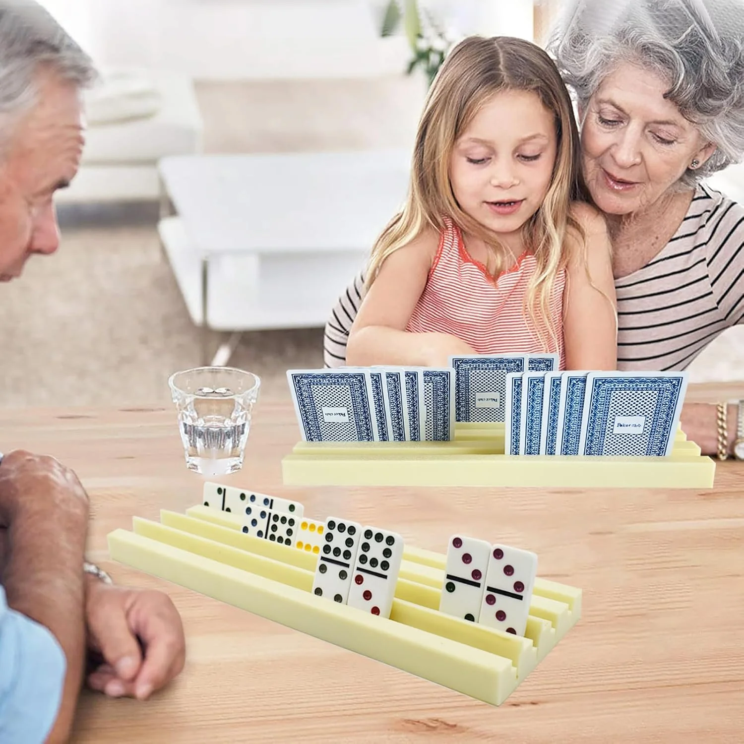 مجموعه ۴ عددی جای دوتایی پلاستیکی Yuanhe، قفسه نگهدارنده کاشی برای بازی های قطار مکزیکی و کارت بازی