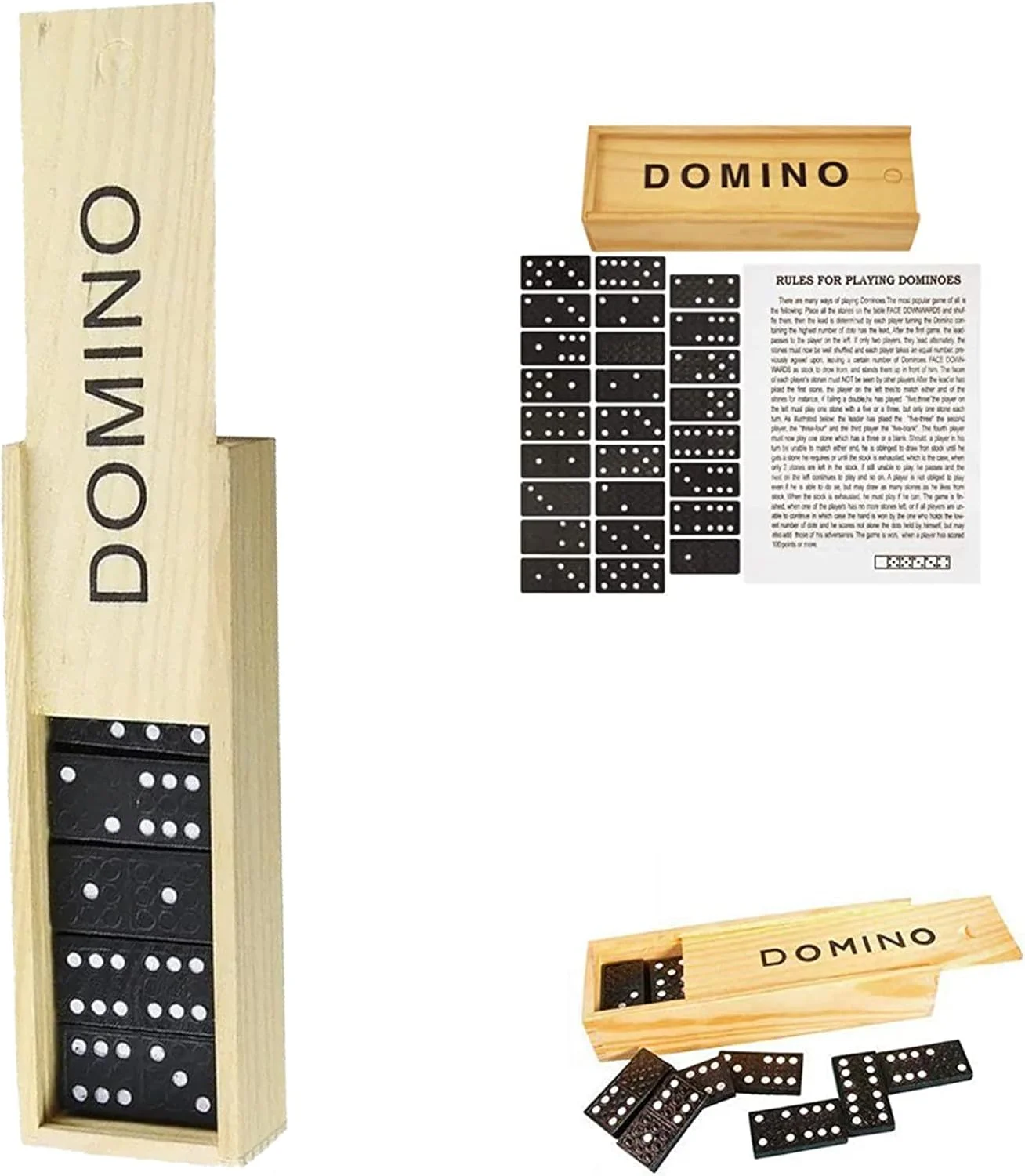 بازی دومینو کلاسیک 28 قطعه ای D.A.Y. Republic، مجموعه سنتی در جعبه چوبی، اسباب بازی آموزشی با اندازه مناسب برای مسافرت (دومینوها در جعبه چوبی)