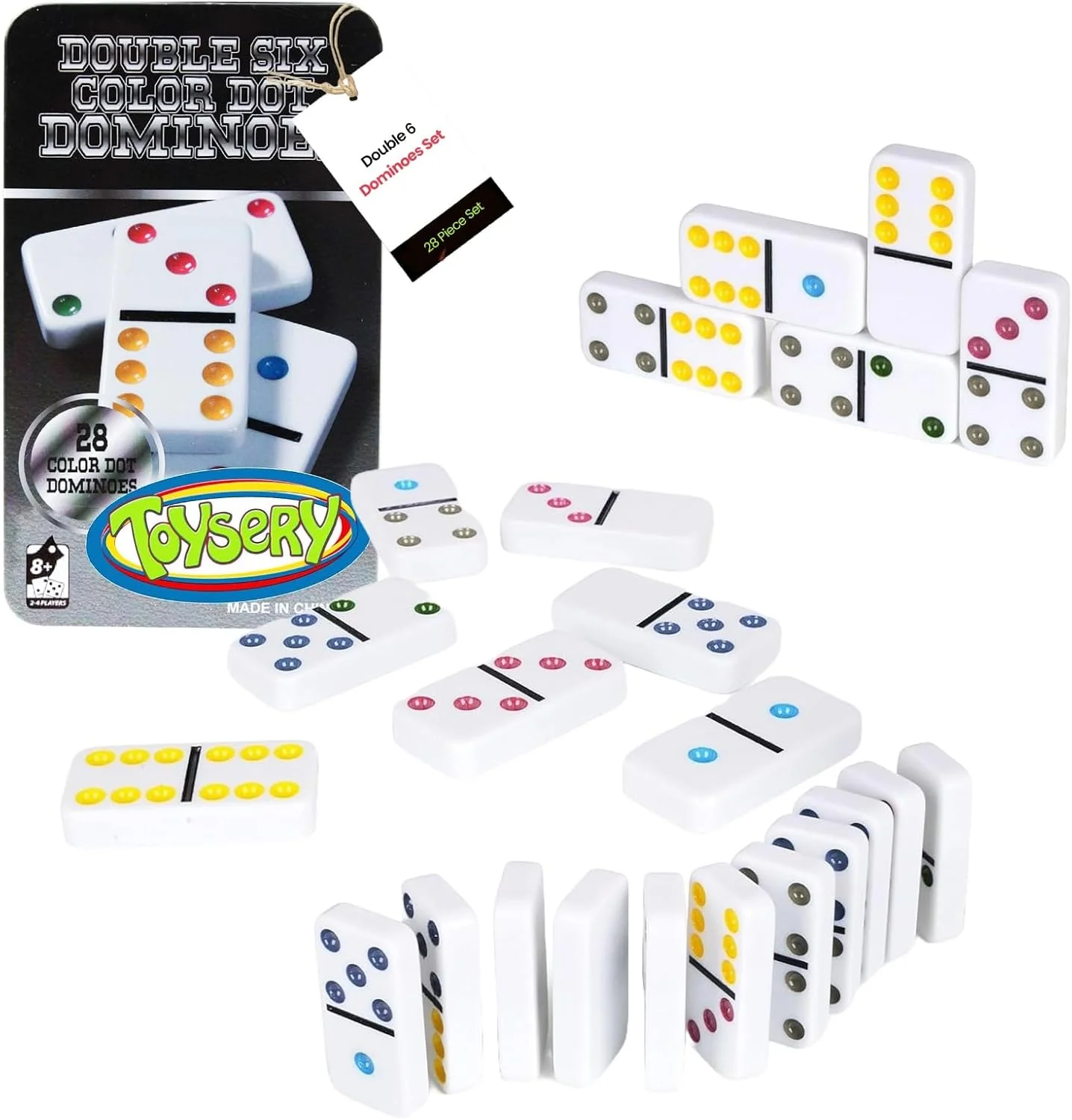 مجموعه بازی دومینو نقطه ای رنگی دابل 6 تویزری - دومینوهای سفید 28 قطعه ای در جعبه فلزی - بازی آموزشی و تطبیقی دومینو شش نقطه ای مجموعه بازی دومینو نقطه ای رنگی دابل 6 تویزری - دومینوهای سفید 28 قطعه ای در جعبه فلزی - بازی آموزشی و تطبیقی دومینو شش نقطه ای