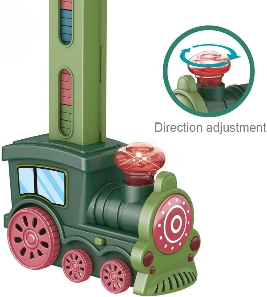 مجموعه قطار دومینو TOY GARDEN با قطار برقی، ۴۰ قطعه دومینو رنگارنگ، ۹ لوازم جانبی بازی، جلوه های صوتی بخار، نورپردازی، بازی ساخت مسیر خلاقانه، هدیه ای برای کودکان، بازی پازل مسیر دومینو