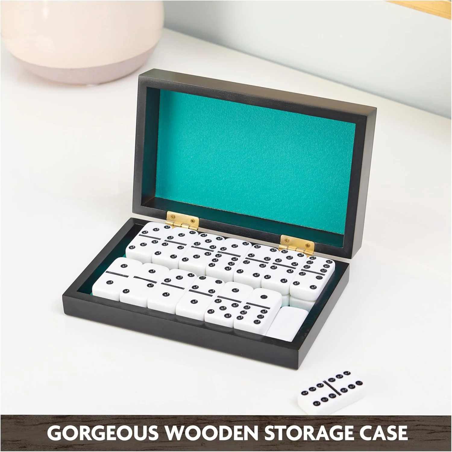 دومینو دابل-6 لوکس Spin Master Games Legacy، ست بازی تخته ای کلاسیک و اصلی شامل 28 دومینو در جعبه چوبی با روکش داخلی، برای کودکان و بزرگسالان 8 سال به بالا، (6045366)