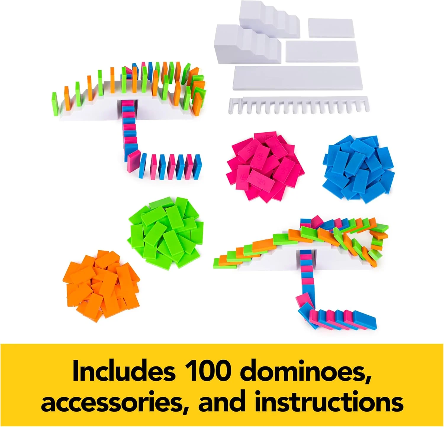 مجموعه بازی های اسپین مستر، لیلی هوش، مجموعه دومینو نئونی 100 قطعه ای، بازی های کودکان، اسباب بازی های ساختنی، هدیه کریسمس برای کودکان، مناسب برای سنین 5 سال به بالا