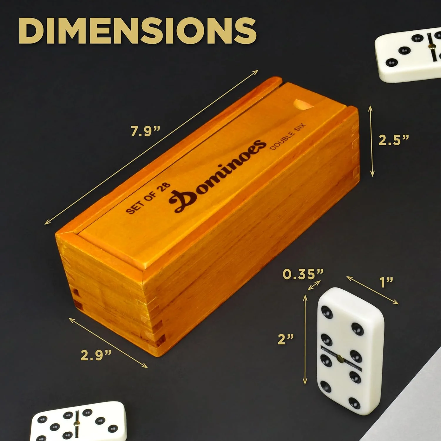 مجموعه دومینو Queensell برای بزرگسالان - دومینو - بازی های تخته ای کلاسیک، بازی های خانوادگی دومینو دابل 6 برای کودکان و بزرگسالان - مجموعه دومینو استاندارد دابل سیکس 28 قطعه با جعبه چوبی، Juegos de Mesa