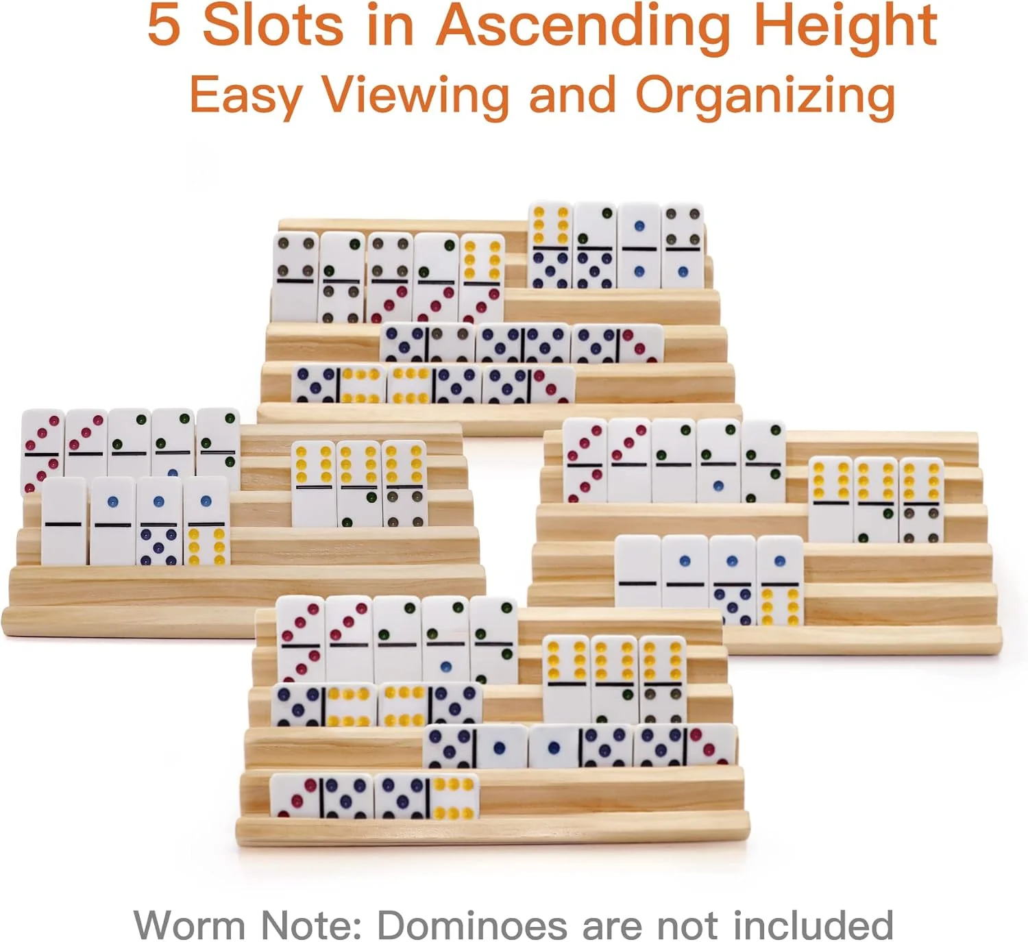 پایه نگهدارنده دومینو به همراه استند، ست 4 عددی، سینی های چوبی برای بازی های دومینو مناسب کودکان و بزرگسالان - سرگرمی، فعالیت های داخل خانه و تفریح خانوادگی