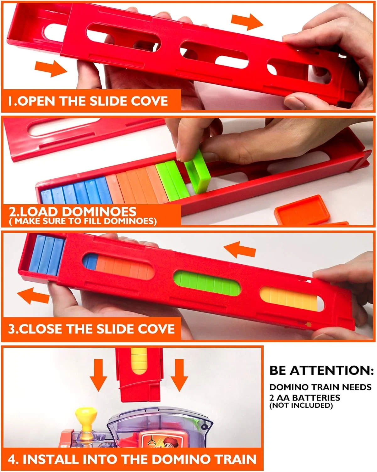 مجموعه اسباب بازی قطار دومینو، 120 قطعه، 2 جای کارت، پلاستیکی، 4 رنگ، مناسب برای سنین 3-12 سال