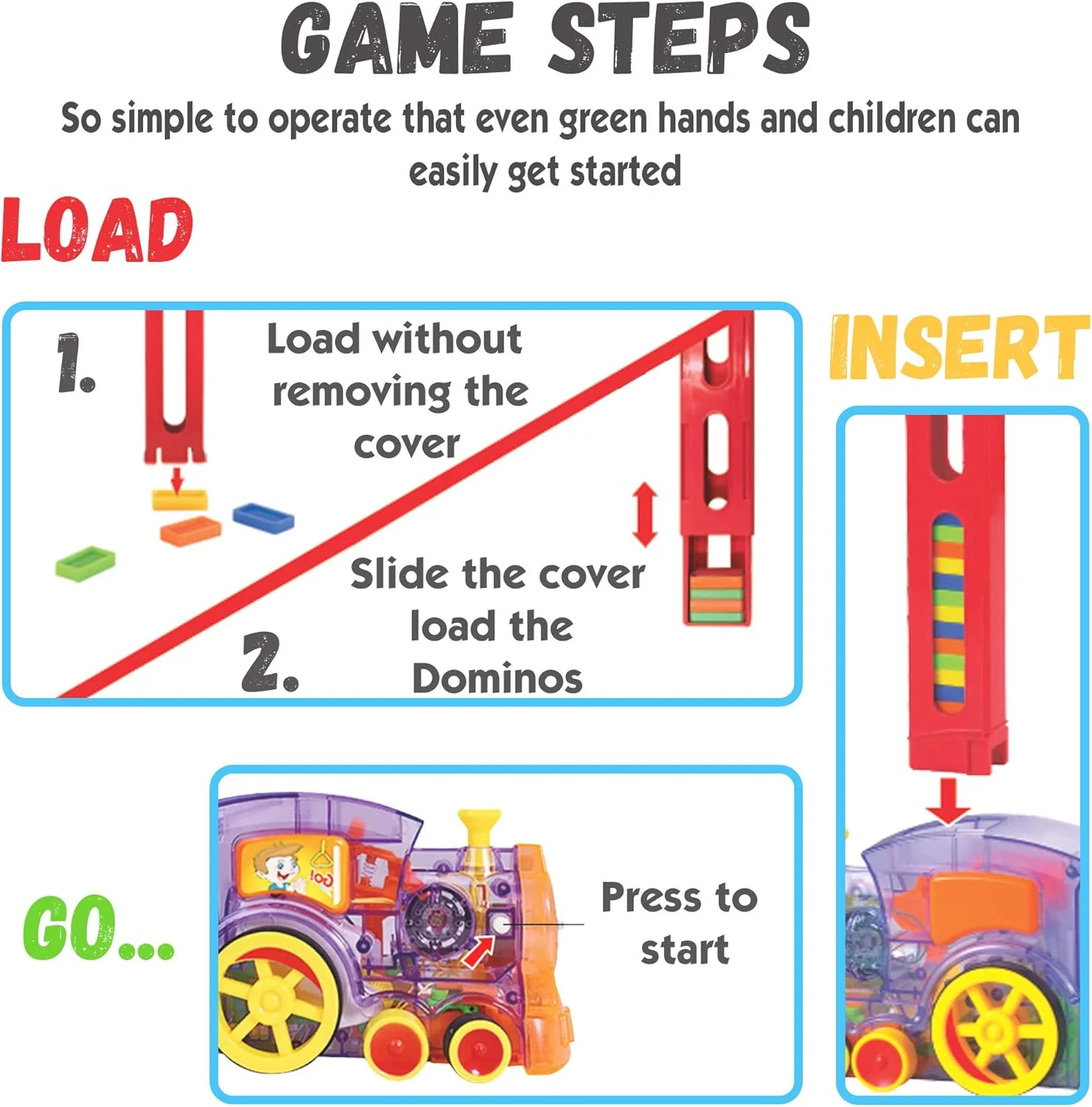 قطار دومینو Kididdo برای کودکان، بلوک های دومینو اسباب بازی ساختنی و چیدنی برای کودکان 3-6 ساله، مجموعه اسباب بازی ها و هدایای خلاقانه پسرانه و دخترانه