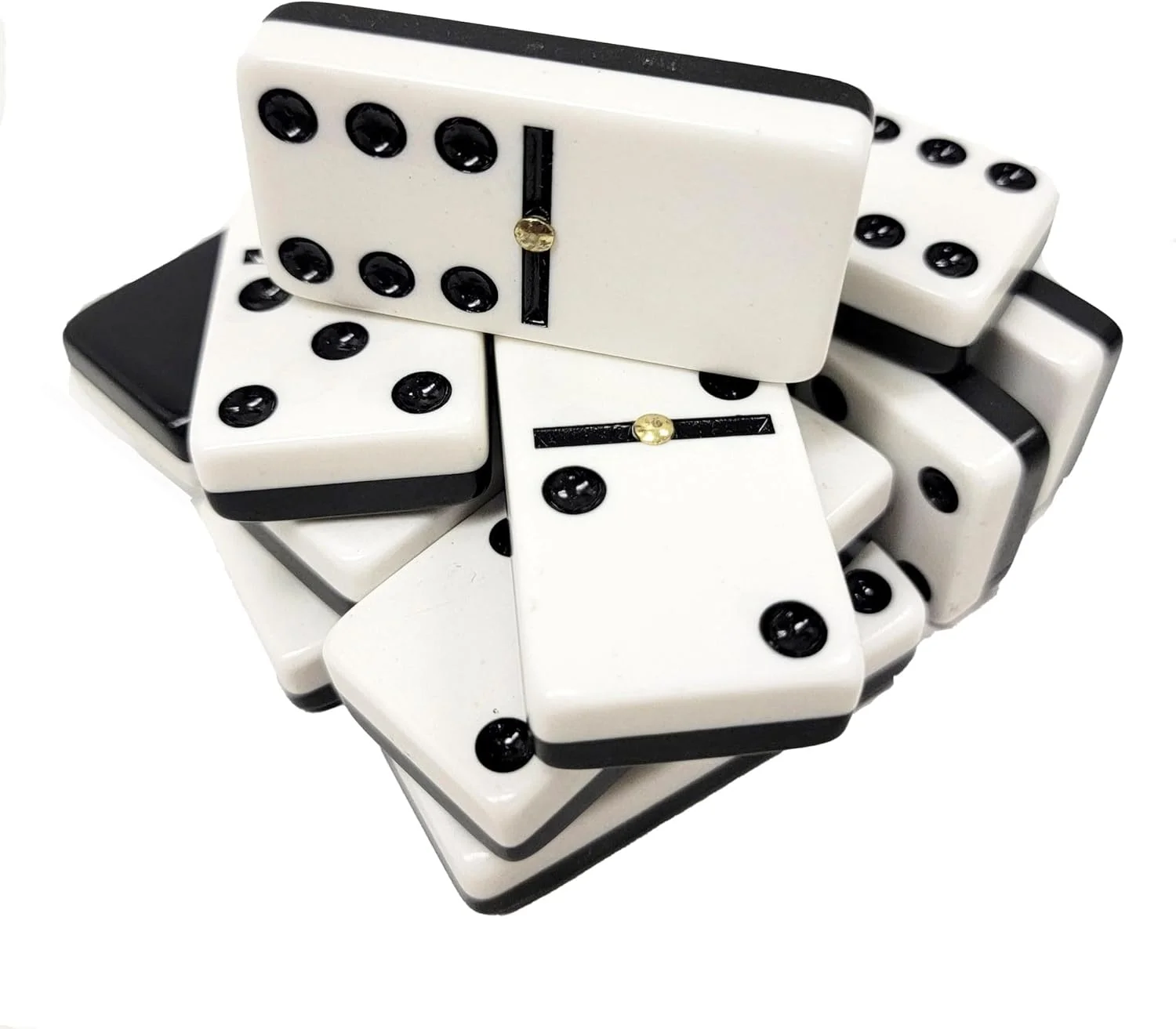 دومینو مارون دوبل شش - کاشی دو رنگ مشکی و سفید سایز جامبو مسابقاتی به همراه محور در جعبه مخملی لوکس