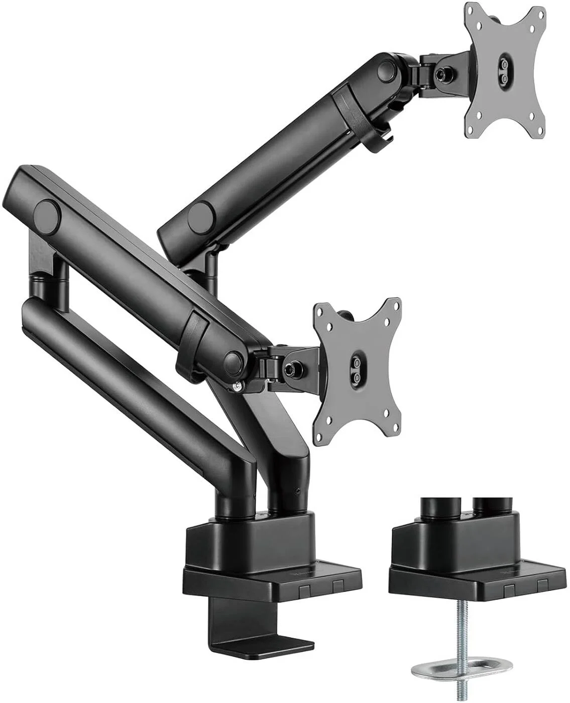 بازوی نگهدارنده دو مانیتوره سیلوراستون مدل ARM25 با طراحی فنر مکانیکی و قابلیت تنظیم چندگانه، مناسب برای مانیتورهای تا سایز 32 اینچ و وزن 9 کیلوگرم، استاندارد رابط نصب VESA، سوراخ نصب 100 میلی‌متری، مشکی SST-ARM25