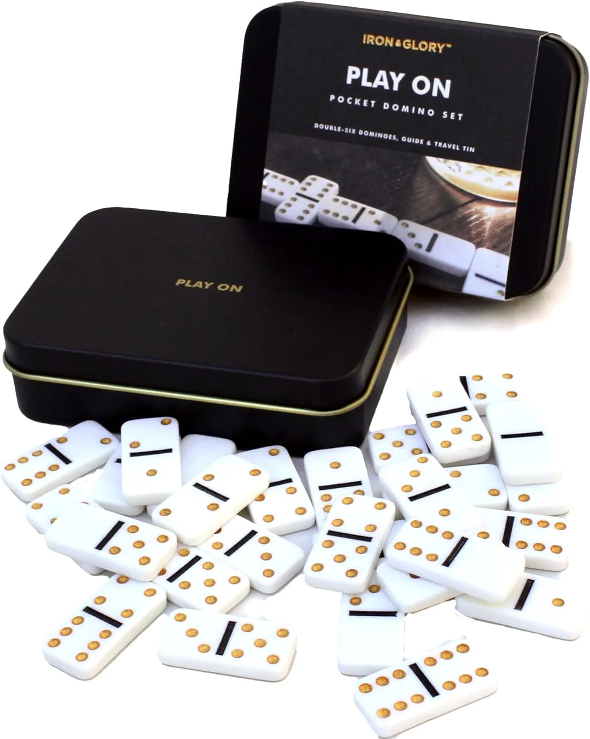 مجموعه مینی دومینو Iron and Glory - مجموعه هدیه دومینو مسافرتی 28 قطعه ای با جعبه حمل آلومینیومی