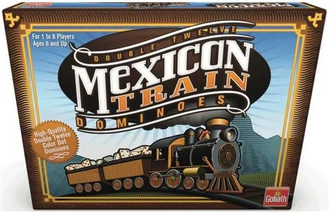 بازی دومینو قطار مکزیکی گولیات، مناسب برای 6 سال به بالا، بازی تخته ای برای 1 تا 8 بازیکن، بازی تخته ای با دومینو