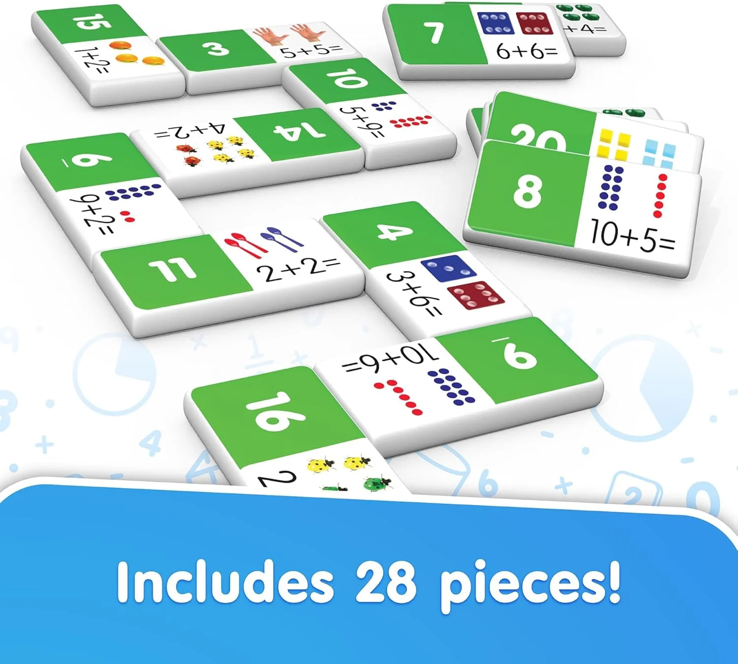 دومینوهای جمع جونیور لرنینگ JL481، چند رنگ، 7.8 ارتفاع x 4.7 طول x 1.5 عرض، سفید