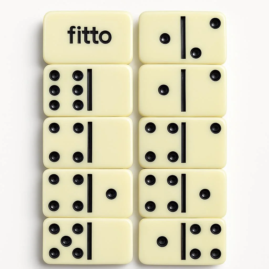 مجموعه بازی دومینو کلاسیک Fitto به همراه جعبه نگهداری چوبی - بازی تخته ای خانوادگی برای شب های بازی، مهمانی ها و سرگرمی (مجموعه دومینو، دومینو چوبی، بازی خانوادگی)