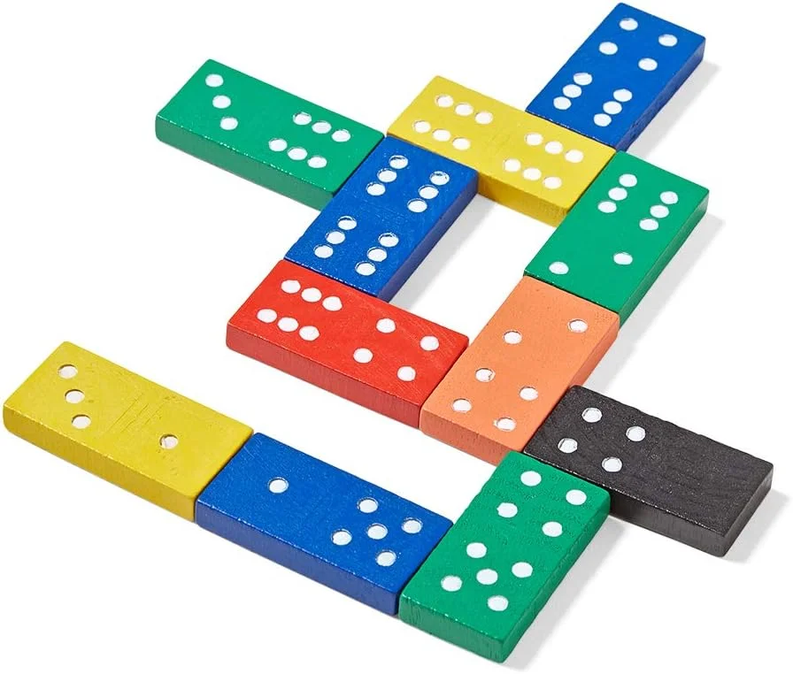 مجموعه دومینو چوبی دست‌ساز با رنگ‌های متنوع، کیت کلاسی دومینو دوبل-شش (6 مجموعه 28 عددی)