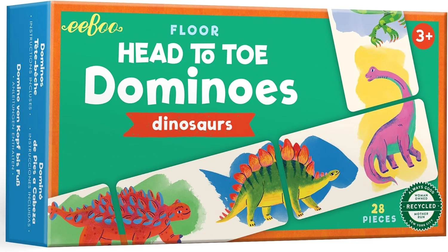بازی دومینو سر تا پای دایناسور ایی‌بو - 28 قطعه بازی تطبیق، تصاویر بزرگ و رنگارنگ دایناسور، بازی تقویت مهارت، مناسب کودکان پیش دبستانی 3 سال به بالا