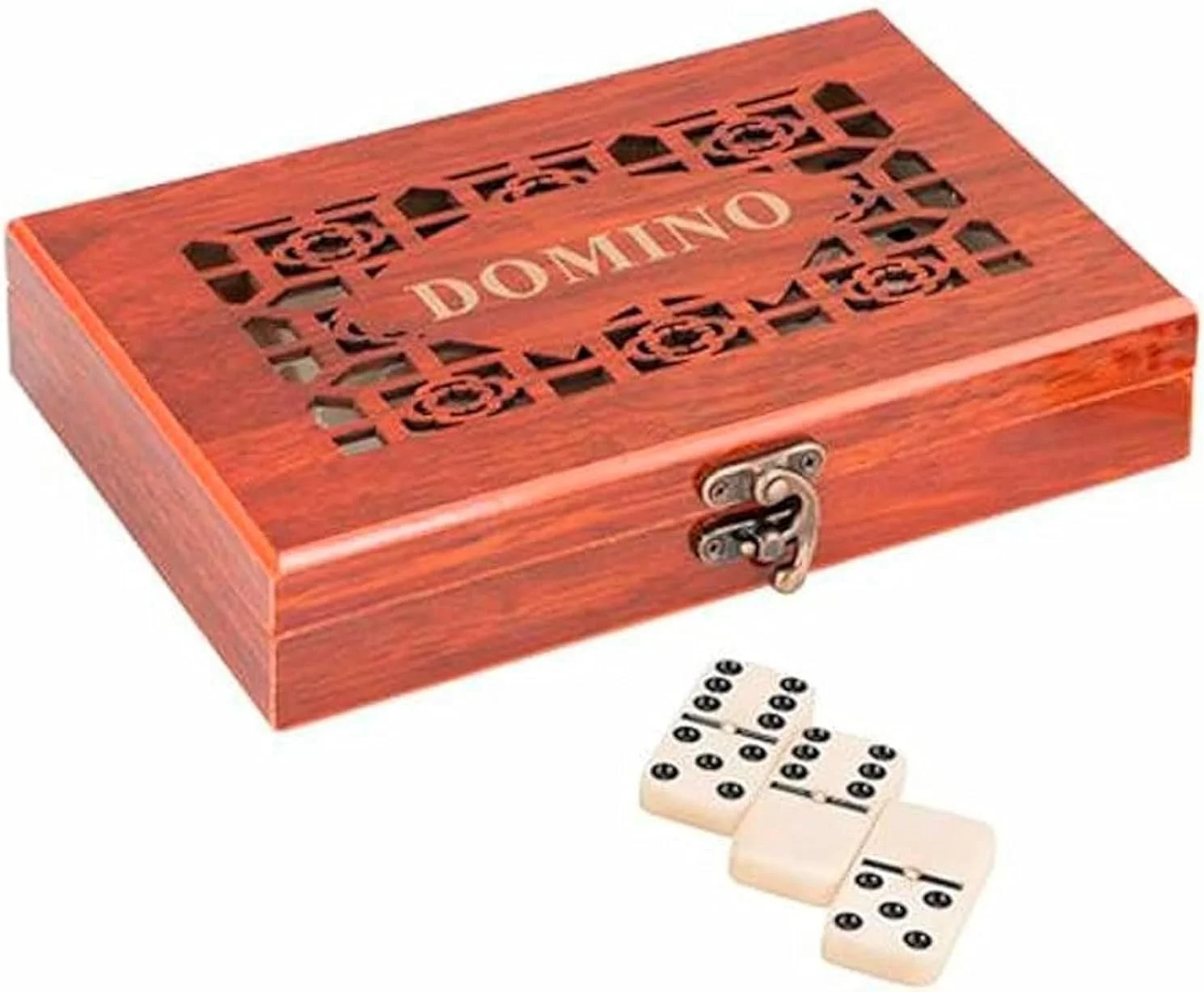 مجموعه بازی دومینو با 28 قطعه و جعبه چوبی، دومینوهای کلاسیک با نقطه های مشکی، بازی رومیزی اعداد کلاسیک، بلوک های دومینو، اسباب بازی های آموزشی چوبی برای بزرگسالان