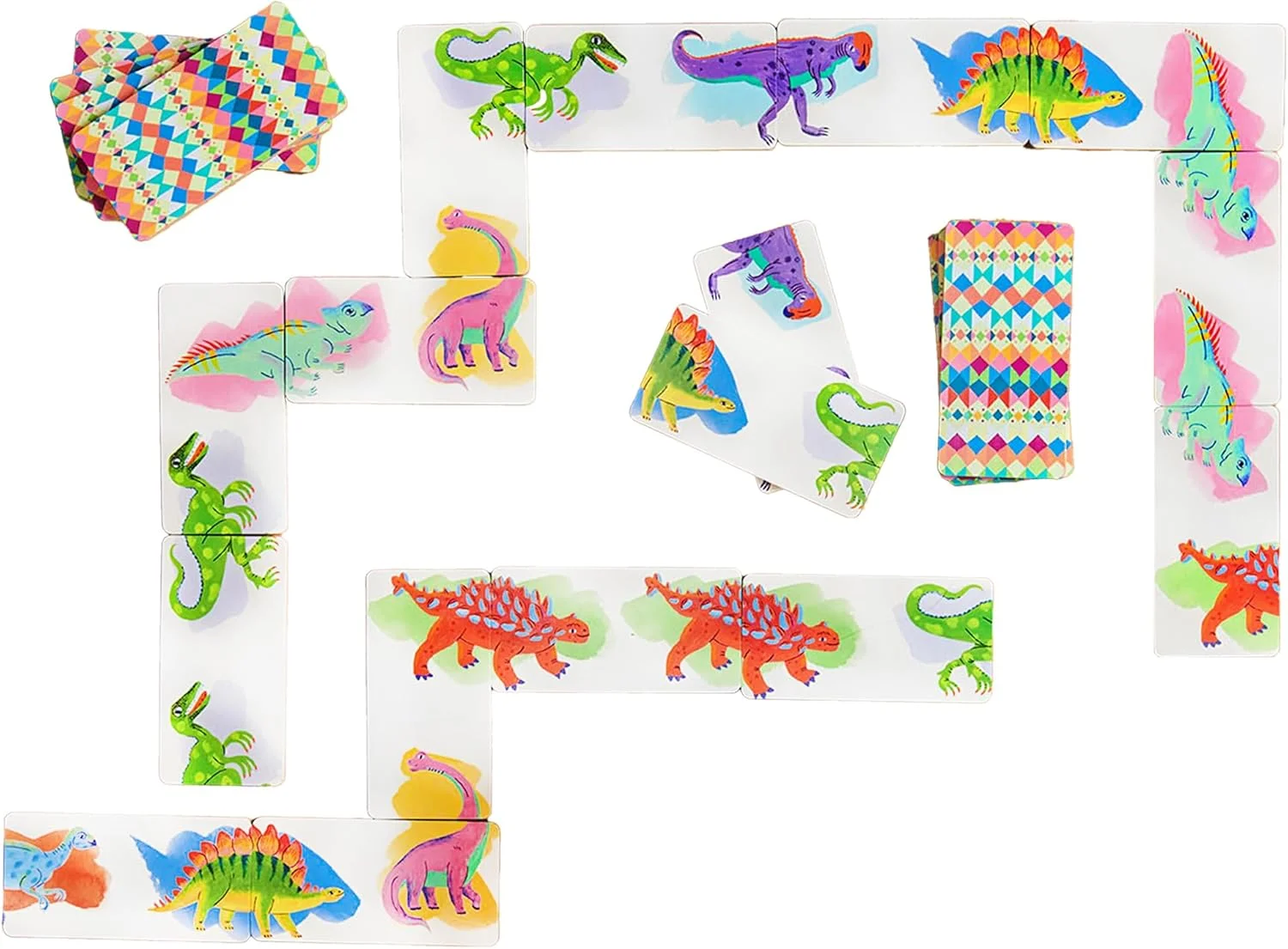 بازی دومینو سر تا پای دایناسور ایی‌بو - 28 قطعه بازی تطبیق، تصاویر بزرگ و رنگارنگ دایناسور، بازی تقویت مهارت، مناسب کودکان پیش دبستانی 3 سال به بالا