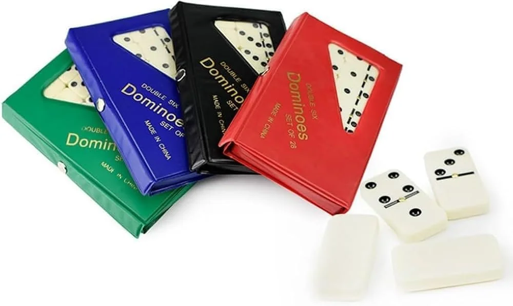 مجموعه دومینو دابل سیکس، 28 قطعه، بازی کلاسیک با جعبه نگهداری، موجود در 4 رنگ