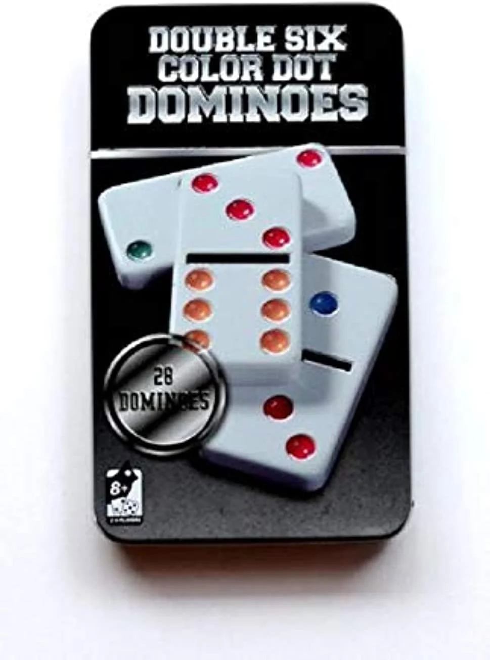 دومینو نقطه رنگی دابل 6 با جعبه فلزی - مجموعه 28 عددی