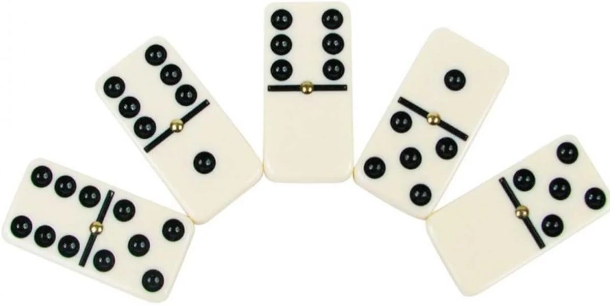 دومینو دابل 6 - مجموعه 28 عددی با جعبه چوبی، مهره های دومینو عاجی کلاسیک، بازی رومیزی شماره دار