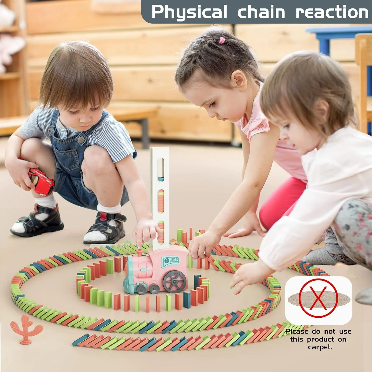 اسباب بازی قطار دومینو برای دختران 3+ سال: بازی های چیدن دومینو برای کودکان - اسباب بازی مونته سوری برای کودکان نوپا 3-5 ساله پسران 4-8 ساله - فعالیت های حرکتی ظریف تعاملی هدیه تولد