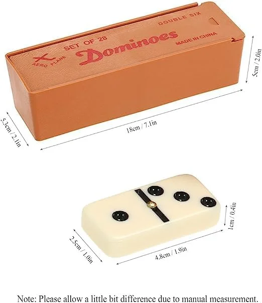 بازی دومینو سنتی 2413 مناسب برای همه: مجموعه مینی دومینو 28 قطعه ای در جعبه لوکس، مجموعه دومینو دابل 6