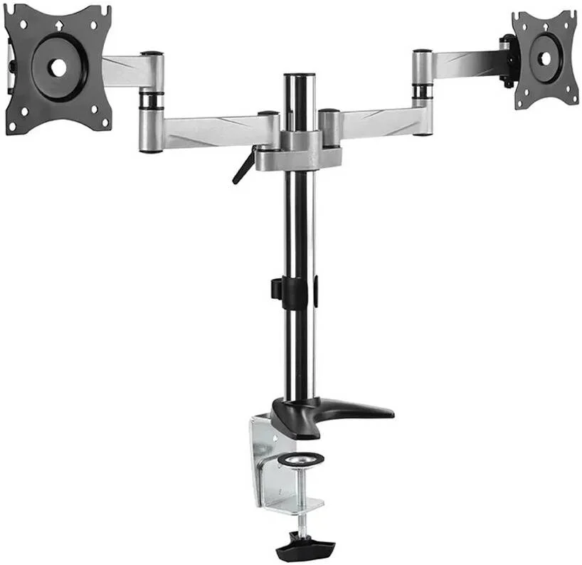 پایه مانیتور دوگانه Skill Tech SH110 C024 با قابلیت تنظیم، مناسب برای مانیتورهای ۱۳ تا ۲۷ اینچ، تحمل وزن تا ۸ کیلوگرم، مدیریت کابل، مشکی | SH110 C024