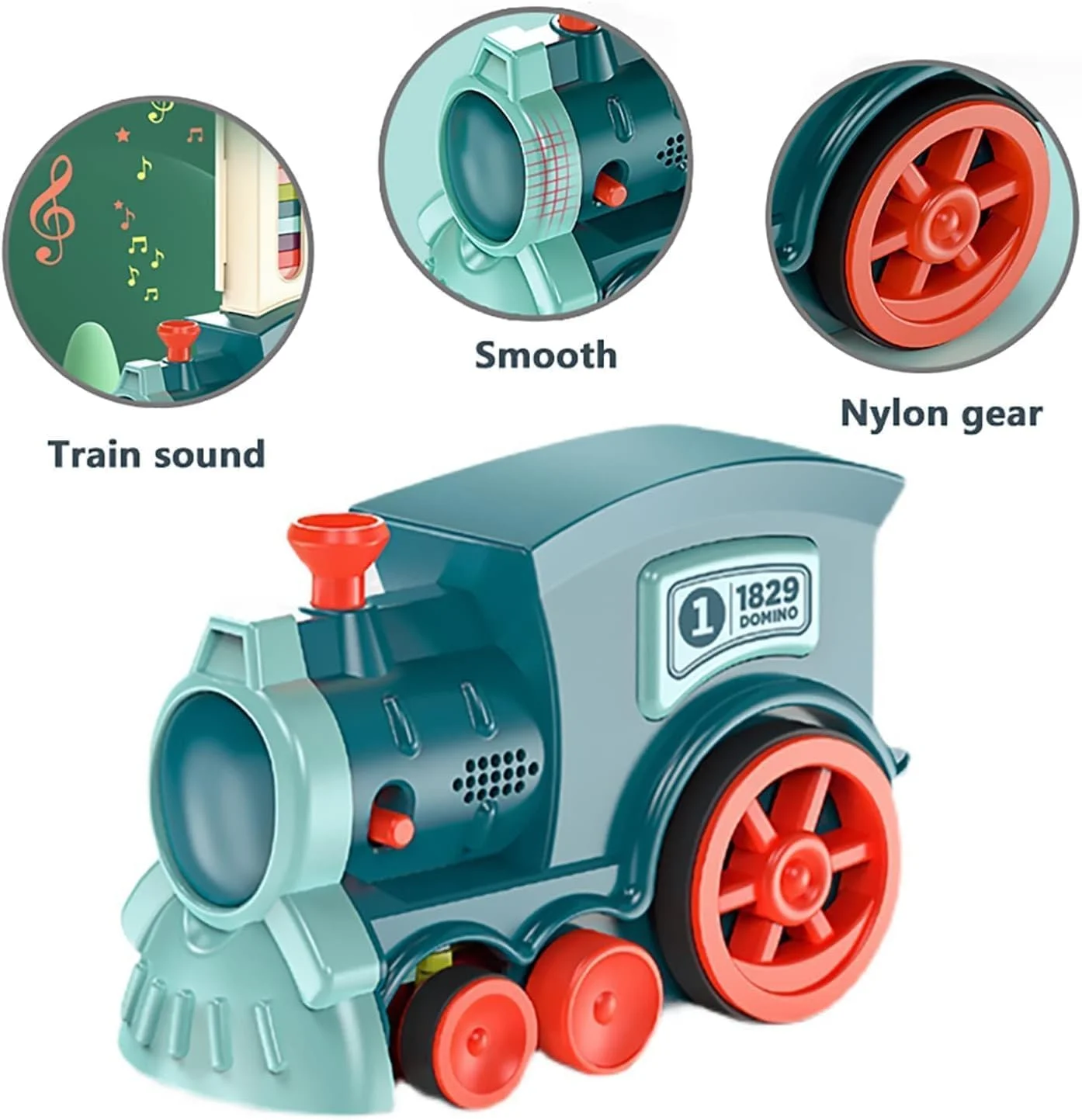 مجموعه اسباب بازی قطار دومینو، 60 قطعه بلوک دومینو با چراغ و صدا، اسباب بازی ساختمانی چیدن بلوک های دومینو، هدیه خلاقانه STEM برای پسران و دختران 3+ ساله