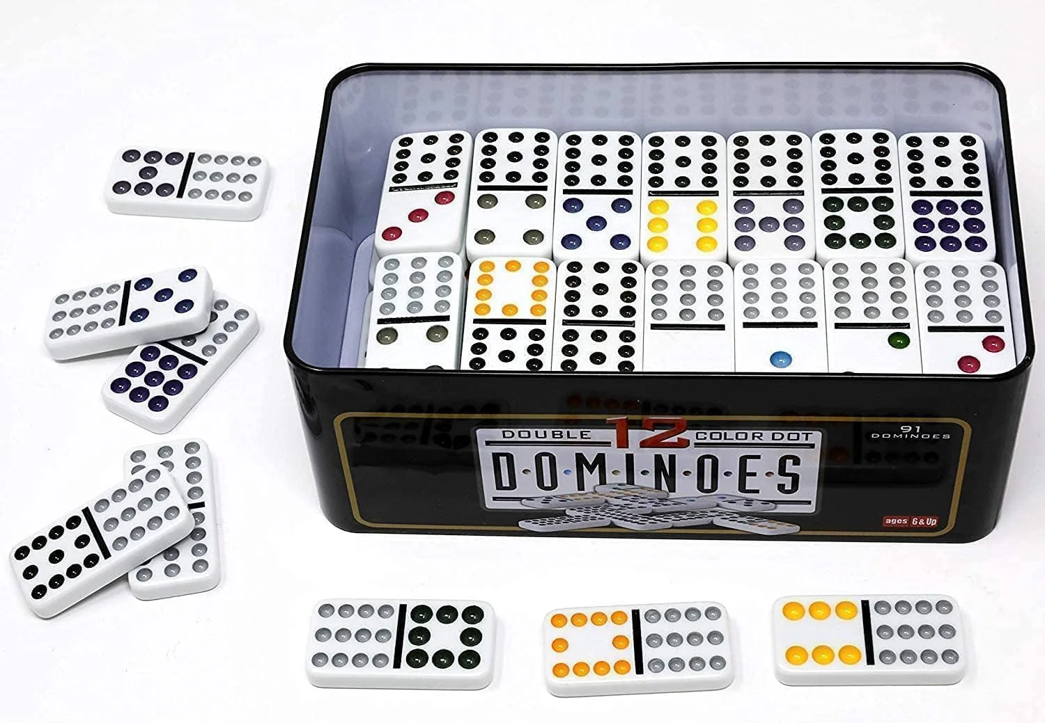 مجموعه بازی دومینو، دومینو برای همه، جعبه، (91 دومینو در 12 رنگ)