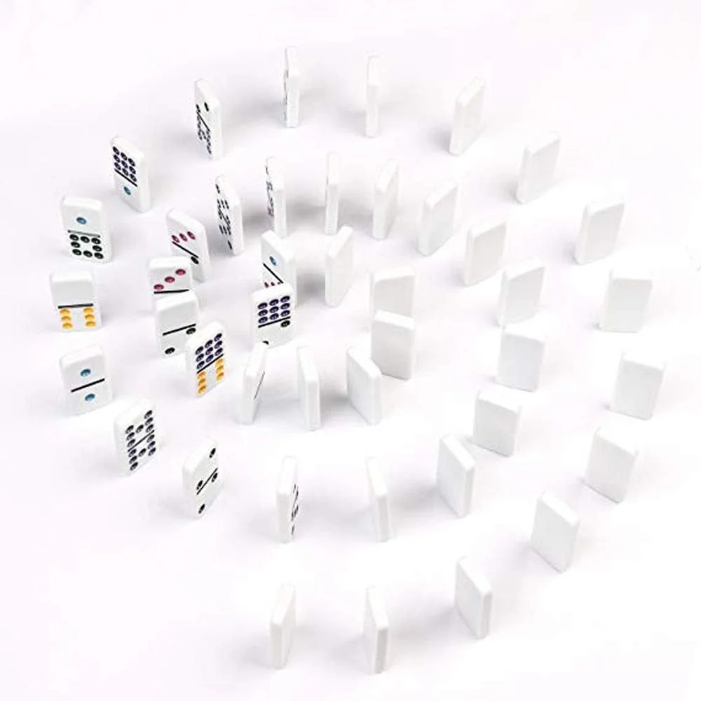 بازی دومینو با جعبه فلزی، مجموعه دومینو نقطه رنگی دوبل 9، مجموعه 55 عددی دومینو، اسباب بازی بازی دومینو نسخه خانگی (رنگ: مشکی، اندازه: 19.5cm12cm5cm)