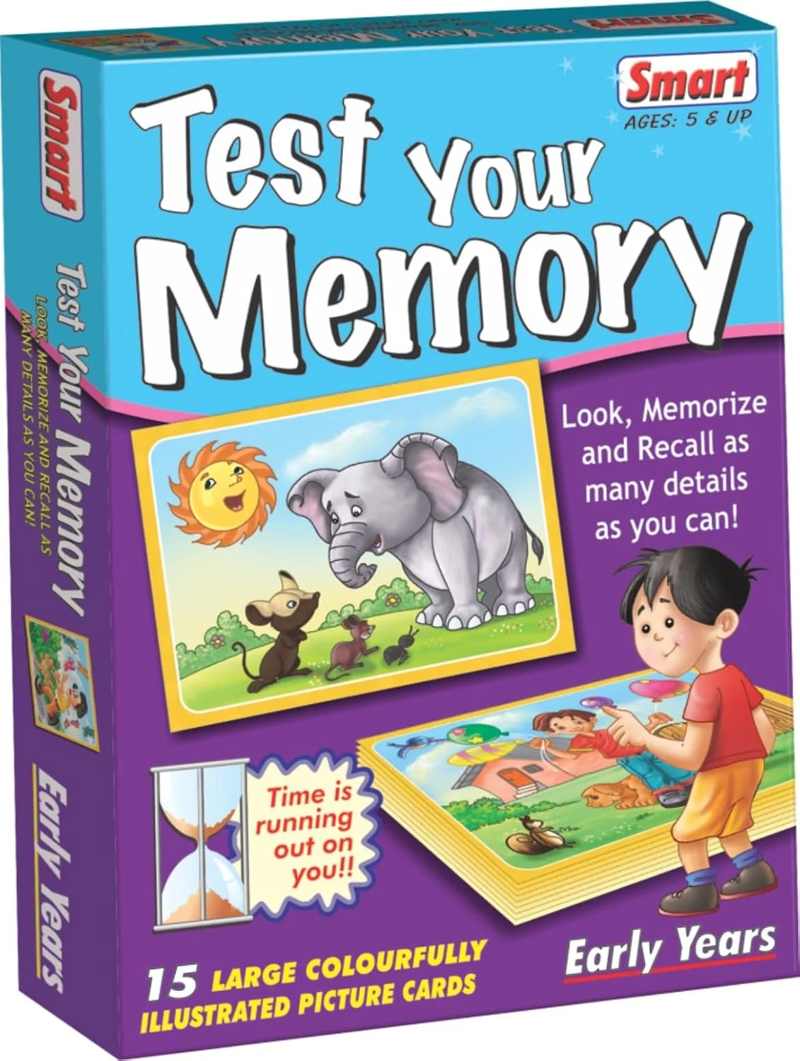 بازی هوشمندانه تست حافظه برای کودکان از Creative - 15 کارت تصویری رنگارنگ - فعالیت سرگرم کننده تمرین مغز برای تمرکز و یادآوری - اسباب بازی هوشمندانه سال های اولیه - هدیه آموزشی برای کودکان - سنین 5 سال به بالا