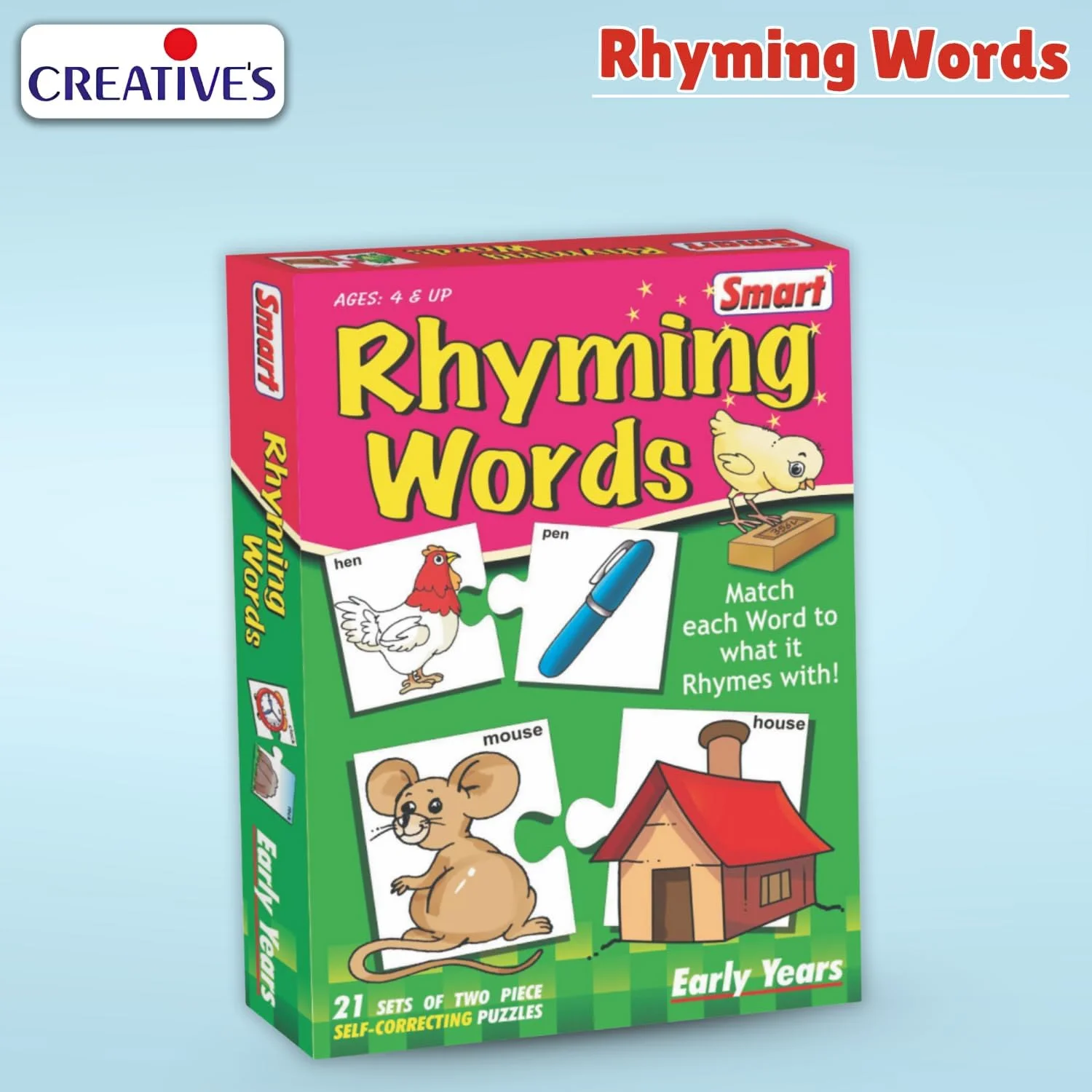 بازی پازل کلمات هم قافیه هوشمندانه برای کودکان - 21 پازل جفت کلمه خود اصلاح شونده - اسباب بازی آموزشی زبان و آواشناسی - هدیه آموزشی پیش دبستانی برای نوآموزان - 4 سال به بالا