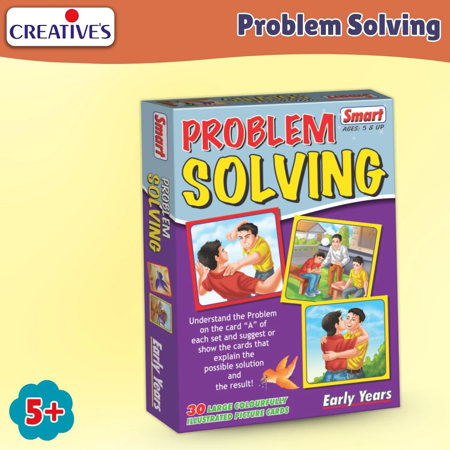 بازی آموزشی حل مسئله هوشمندانه برای کودکان - 30 کارت تصویری بزرگ - آموزش تفکر منطقی، مهارت های اجتماعی و هوش هیجانی - هدیه ایده آل برای سنین 5 سال به بالا