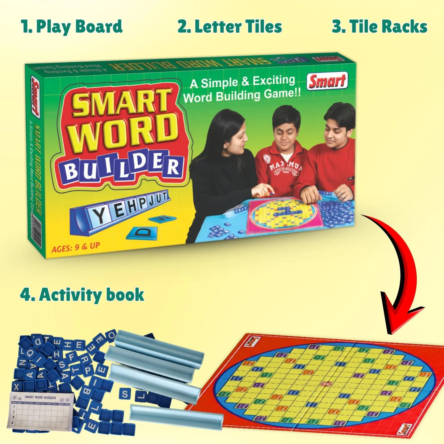 بازی آموزشی ساخت کلمات هوشمندانه برای کودکان و خانواده - بازی تخته‌ای سرگرم‌کننده واژگان و املا - بازی توسعه مغز - هدیه برای پسران و دختران - 9 سال به بالا