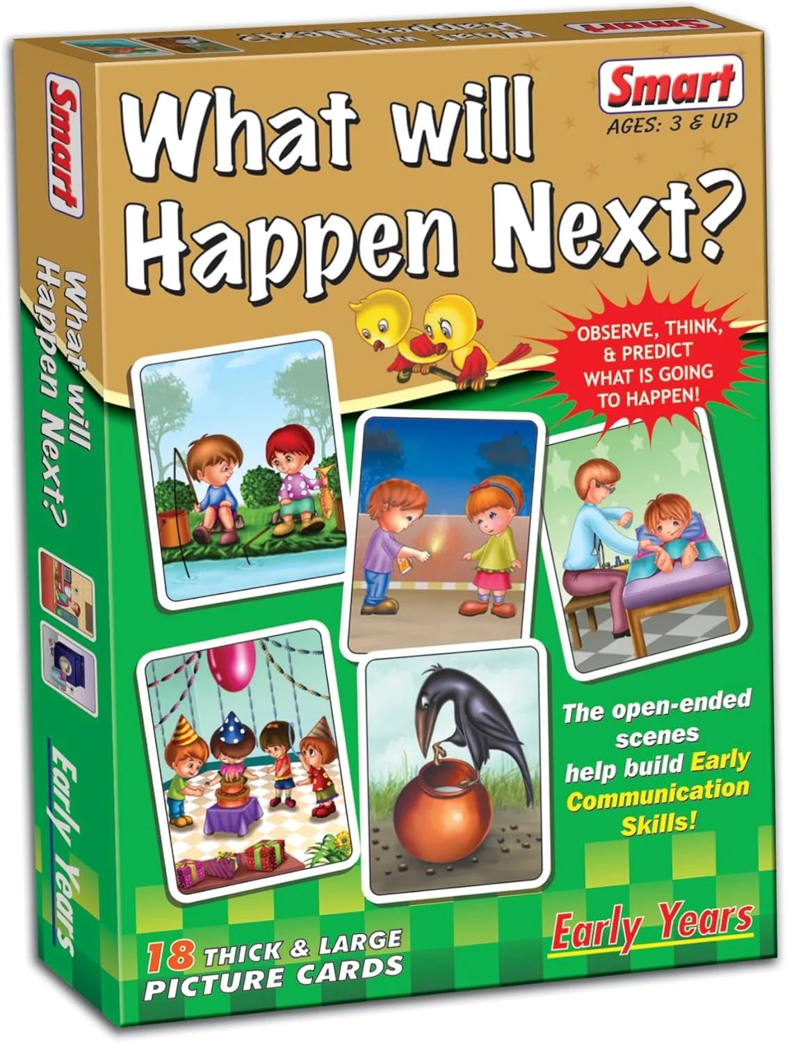 بازی کارتی تصویری آموزشی «بعدش چی میشه؟» Creative - شامل ۱۸ کارت ضخیم و بزرگ برای تقویت مهارت‌های ارتباطی، مشاهده و تفکر پیش‌بینی‌کننده - مناسب برای یادگیری زودهنگام کودکان ۳ سال به بالا
