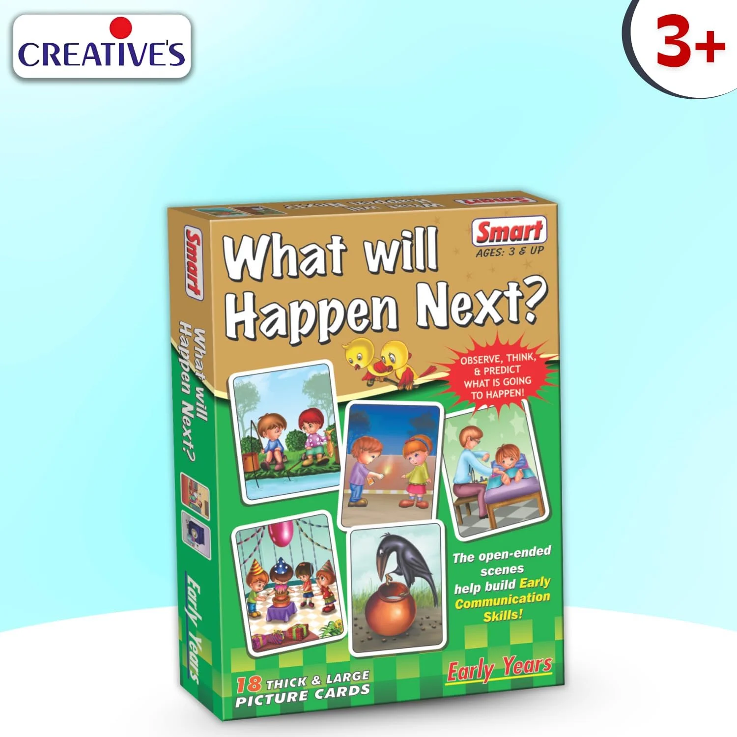 بازی کارتی تصویری آموزشی «بعدش چی میشه؟» Creative - شامل ۱۸ کارت ضخیم و بزرگ برای تقویت مهارت‌های ارتباطی، مشاهده و تفکر پیش‌بینی‌کننده - مناسب برای یادگیری زودهنگام کودکان ۳ سال به بالا