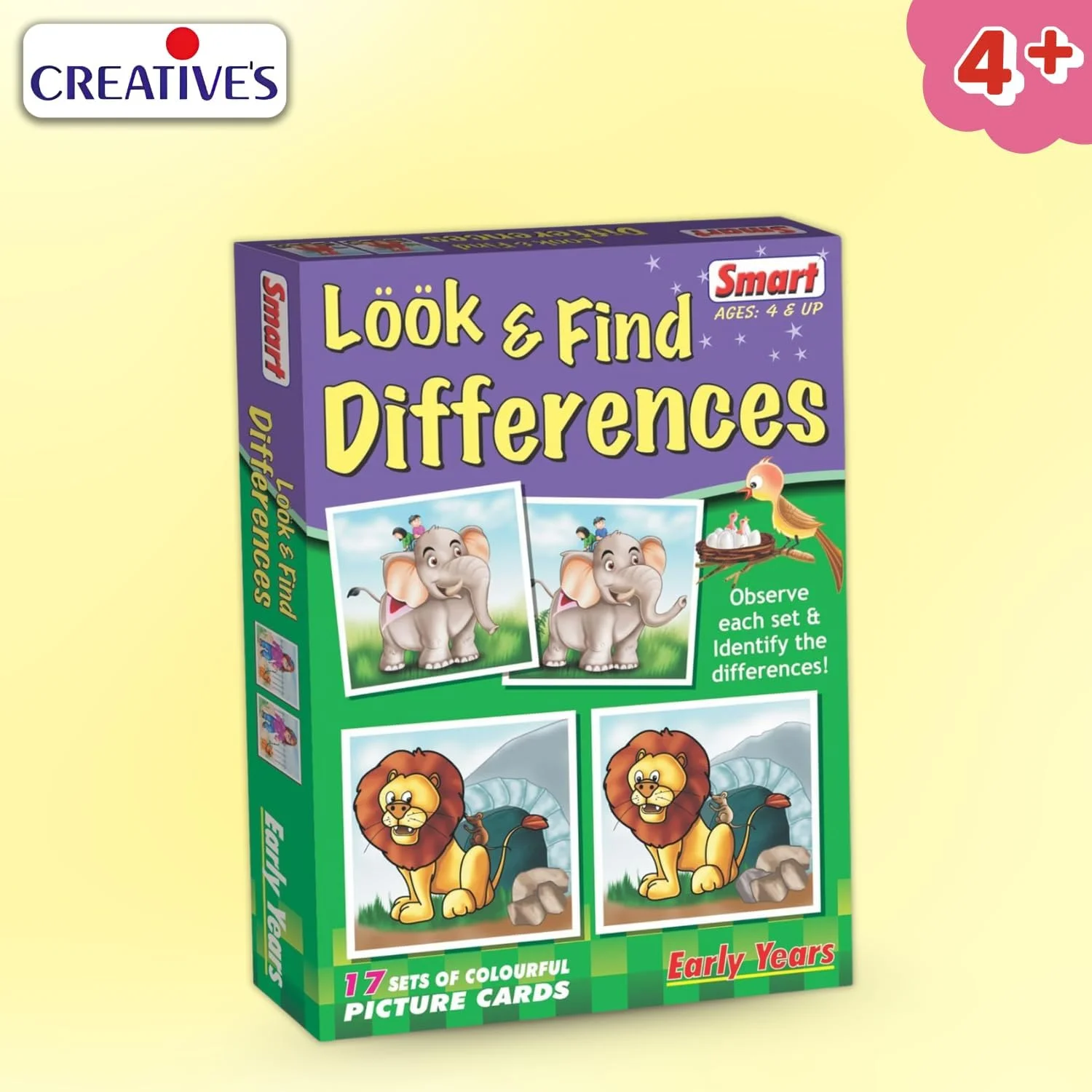بازی فکری پیدا کردن تفاوت ها – ۱۷ مجموعه کارت تصویری رنگارنگ | بازی تشخیص تفاوت ها برای کودکان | فعالیت سرگرم کننده برای تقویت مهارت های مشاهده و تفکر | اسباب بازی آموزشی پیش دبستانی مناسب برای کودکان ۴ سال به بالا