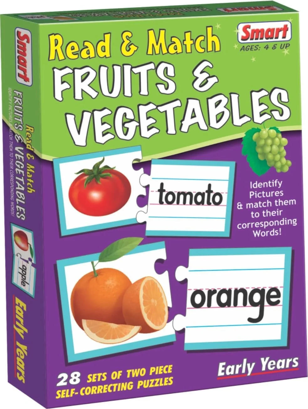 پازل میوه ها و سبزیجات هوشمند Creative – شامل 28 مجموعه دو تکه خود اصلاح شونده – آموزش هوشمندانه در سال های اولیه – آموزش میوه ها، سبزیجات و املا – هدیه ایده آل – 4 سال به بالا
