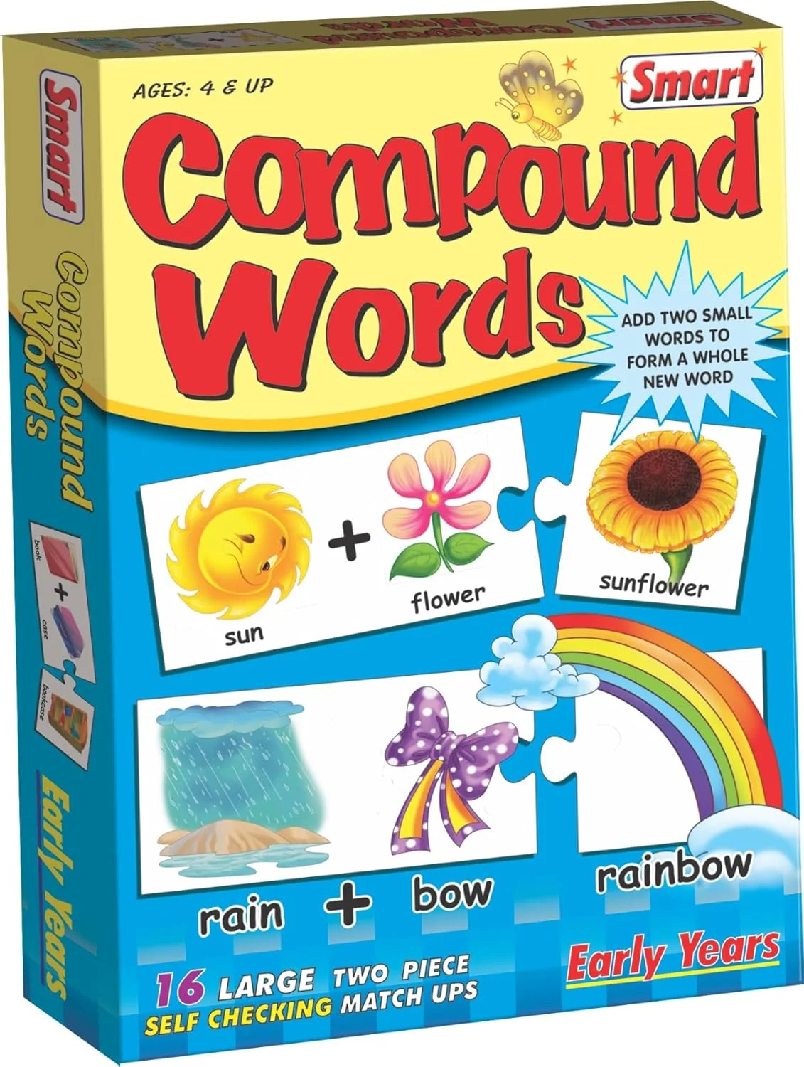 پازل کلمات ترکیبی هوشمندانه Creative برای کودکان – 16 جفت‌سازی خود-اصلاح‌گر 2 تکه - یادگیری ساخت کلمات جدید - اسباب‌بازی آموزشی سال‌های اولیه - هدیه یادگیری سرگرم‌کننده برای پسران و دختران - برای سنین 4 سال به بالا