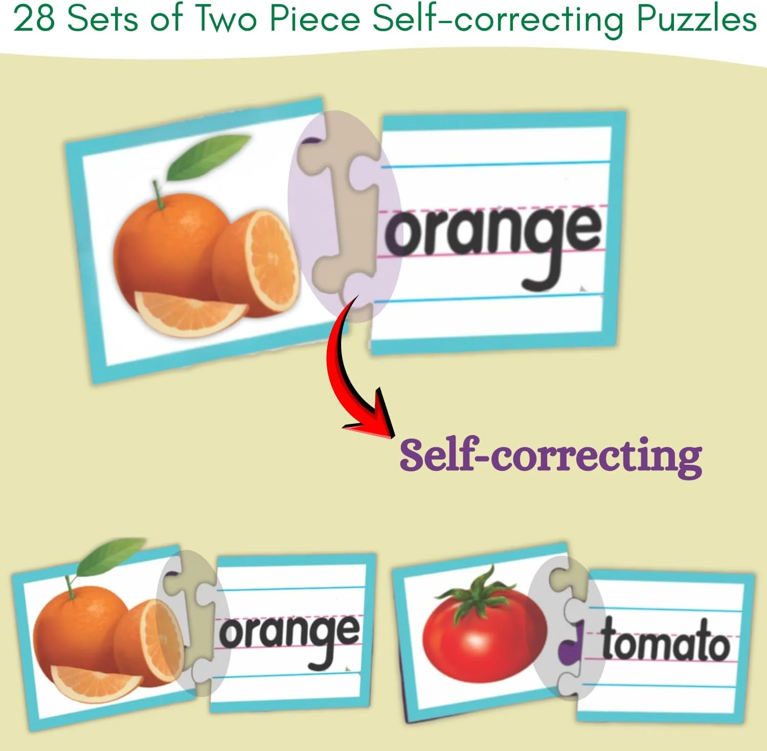 پازل میوه ها و سبزیجات هوشمند Creative – شامل 28 مجموعه دو تکه خود اصلاح شونده – آموزش هوشمندانه در سال های اولیه – آموزش میوه ها، سبزیجات و املا – هدیه ایده آل – 4 سال به بالا