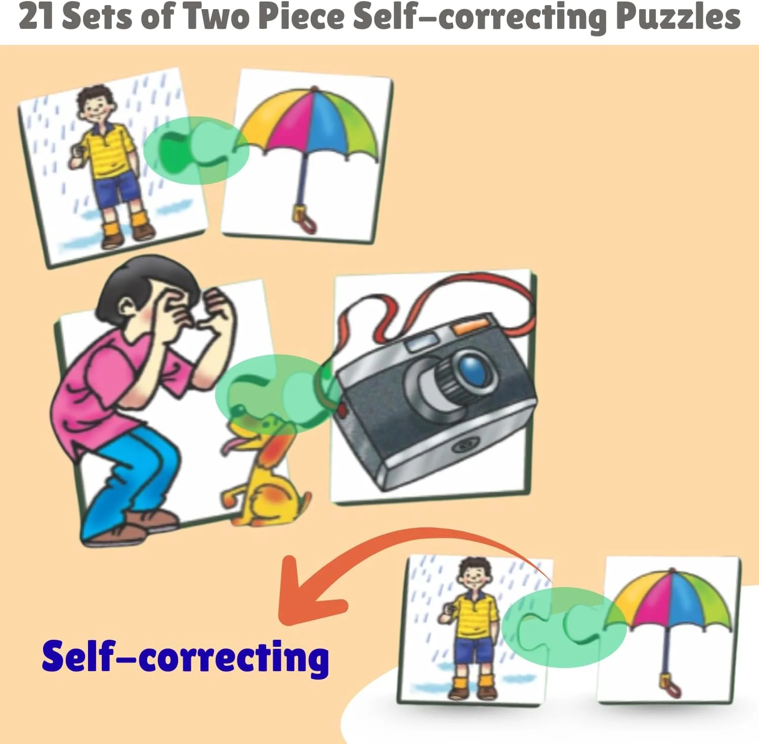 بازی پازل آموزشی سال های اولیه هوشمندانه «چه چیزی گم شده است؟» - 21 مجموعه خود اصلاح شونده دو تکه - اسباب بازی سرگرم کننده برای یادگیری کودکان - هدیه ای برای کودکان نوپا - مهارت های زبانی و منطقی - سن 3 سال به بالا