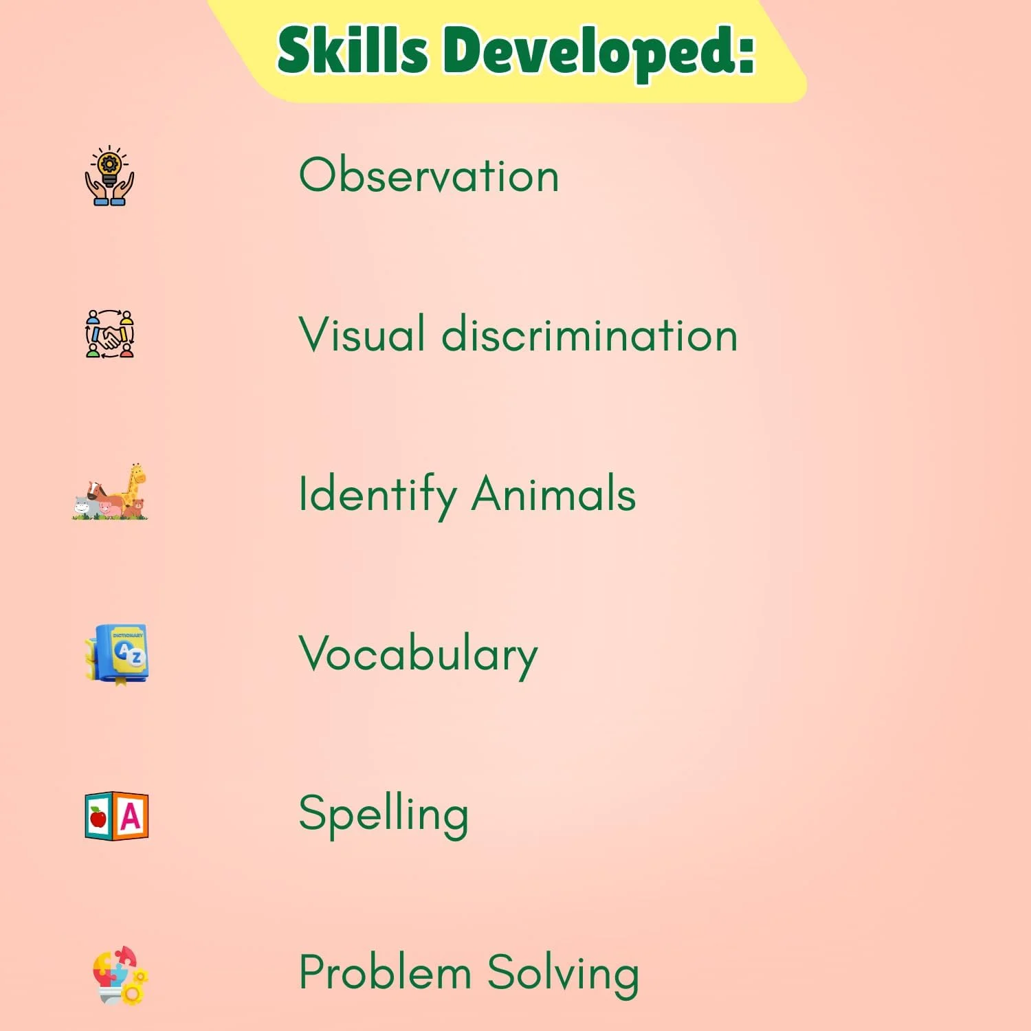 بازی پازل حیوانات «بخوان و مطابقت بده» برای کودکان - 28 پازل خود اصلاح شونده دو تکه - اسباب بازی تطبیق تصویر حیوانات و تشخیص کلمات - هدیه آموزشی برای سنین 4 سال به بالا