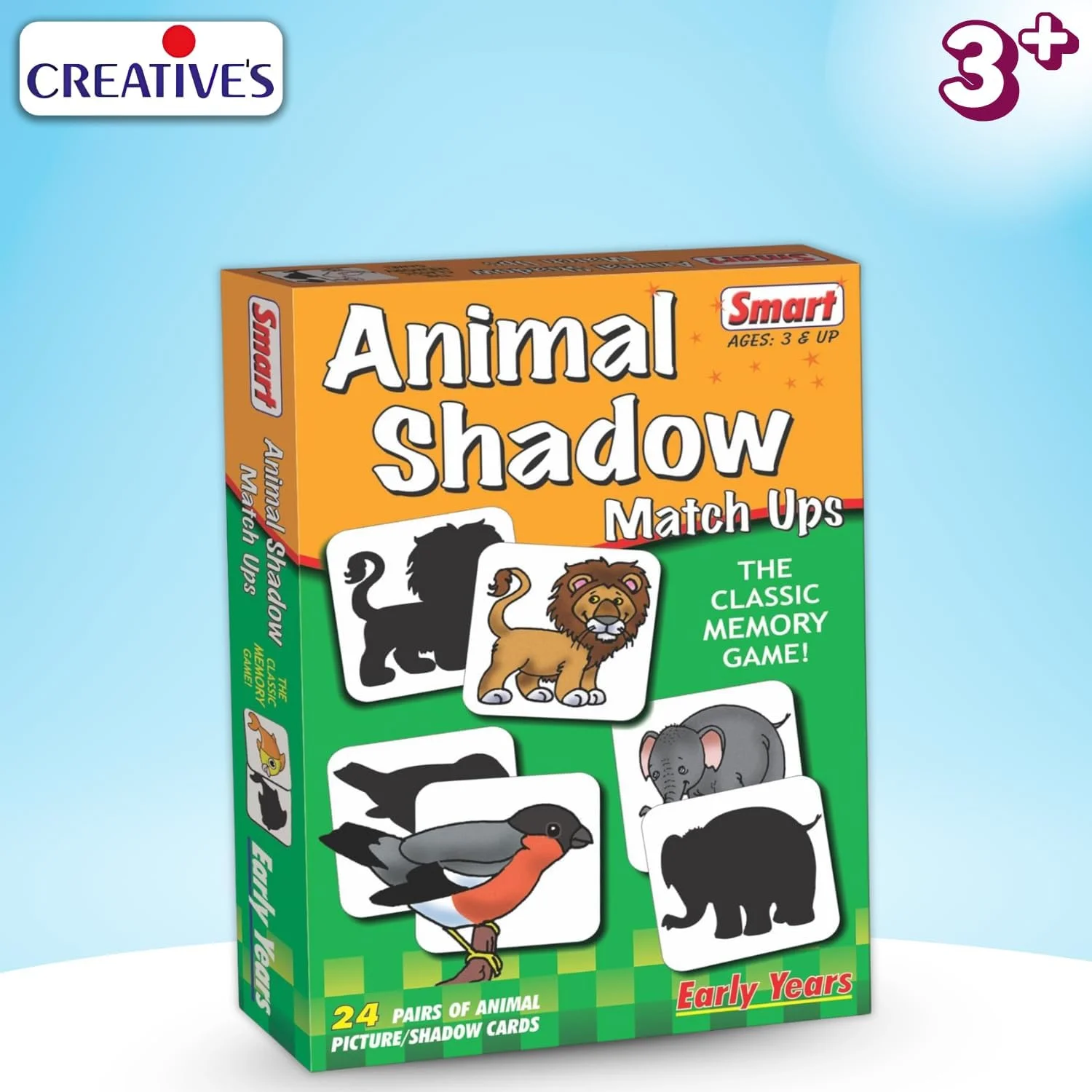 بازی تطبیق سایه حیوانات هوشمندانه Creative برای کودکان - 24 جفت کارت تصویر حیوانات و سایه - بازی حافظه هوشمند برای یادگیری اولیه - هدیه برای پسران و دختران - بازی های آموزشی سرگرم کننده - سن 3 سال به بالا
