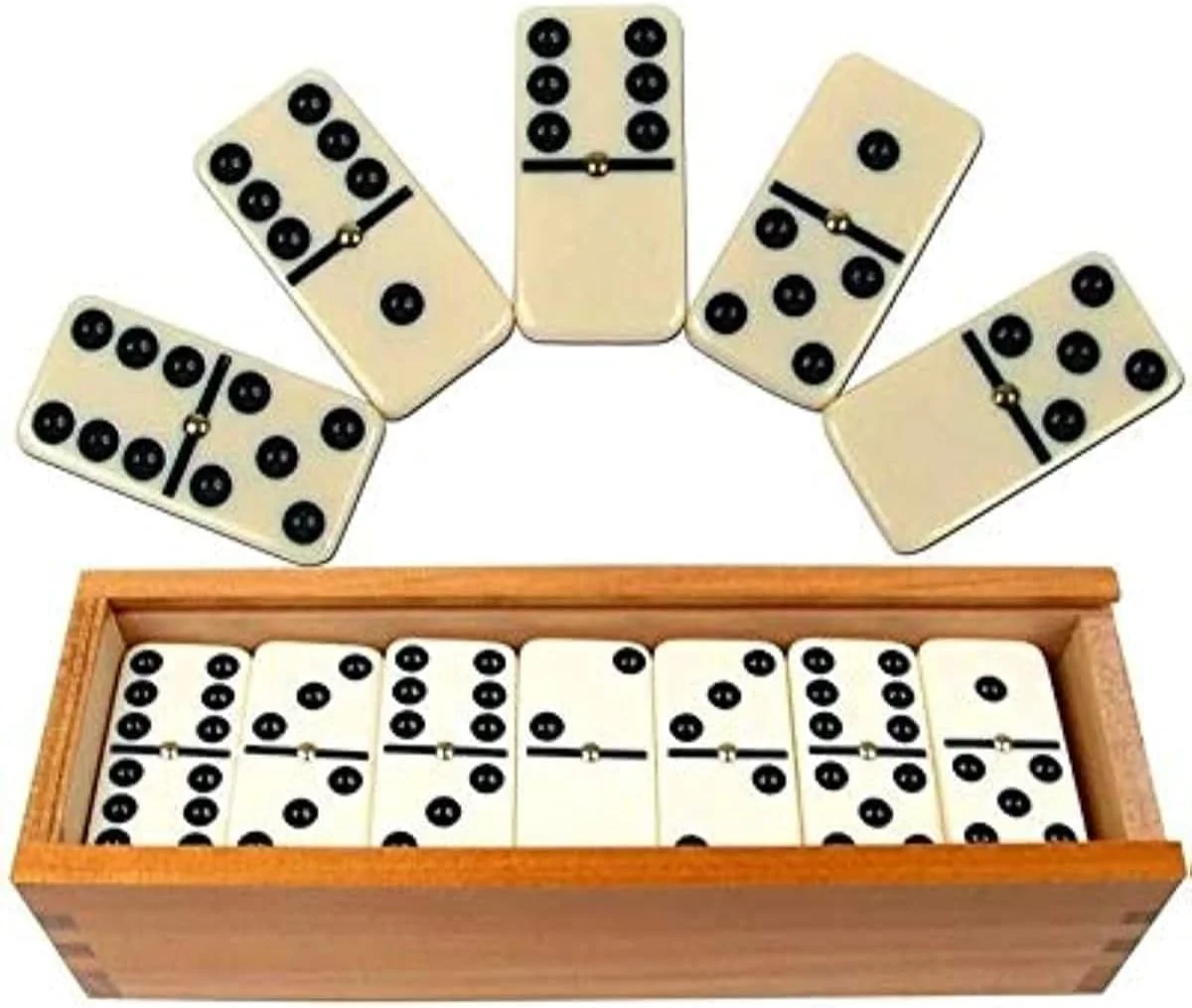 ست بازی دومینو کلاسیک – 28 مهره دوتایی شش عددی – شامل جعبه حمل بادوام، بازی تخته ای برای کودکان و بزرگسالان، ایده آل برای مسافرت، سرگرمی خانوادگی برای 2 تا 4 بازیکن