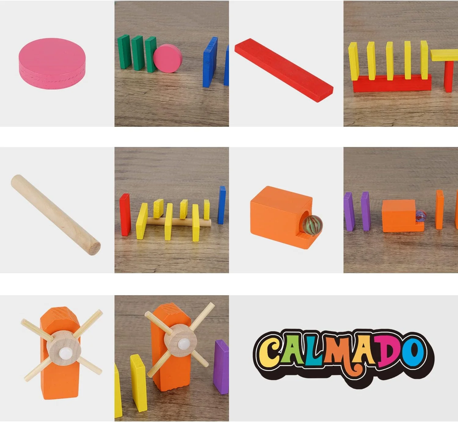 اسباب بازی دومینو چوبی 1000 قطعه ای کالمادو / مجموعه دومینو برای کودکان، نسخه گیگا + کیف + دستورالعمل + لوازم جانبی