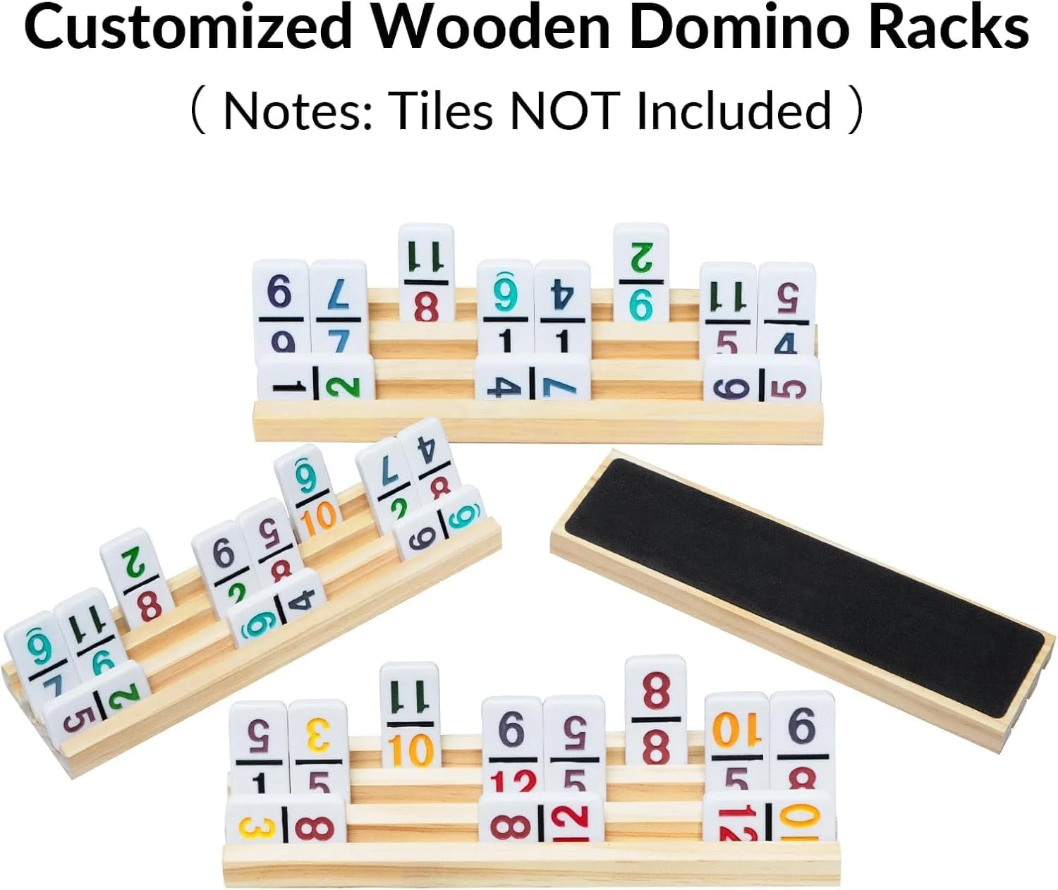 ست ۸ تایی پایه چوبی دومینو برای بازی های تخته ای کلاسیک، سینی و نگهدارنده برای دومینو قطار مکزیکی، دومینو پای مرغی، دومینو کوبایی - کاشی های دومینو شامل نمی شود