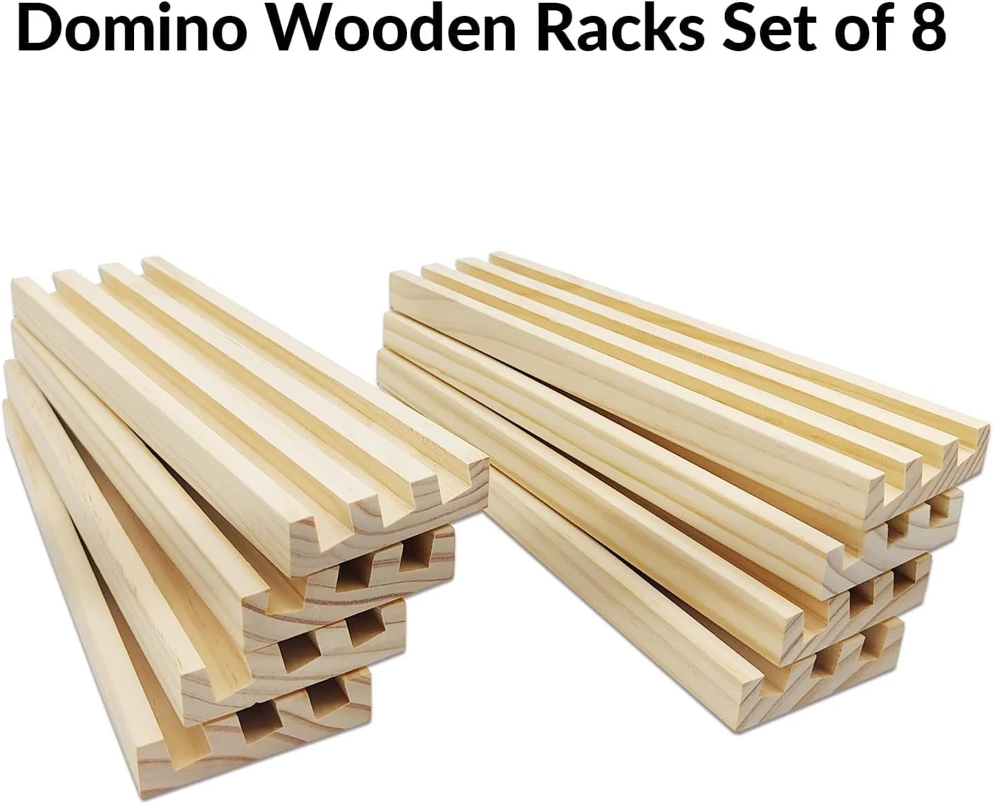 ست ۸ تایی پایه چوبی دومینو برای بازی های تخته ای کلاسیک، سینی و نگهدارنده برای دومینو قطار مکزیکی، دومینو پای مرغی، دومینو کوبایی - کاشی های دومینو شامل نمی شود