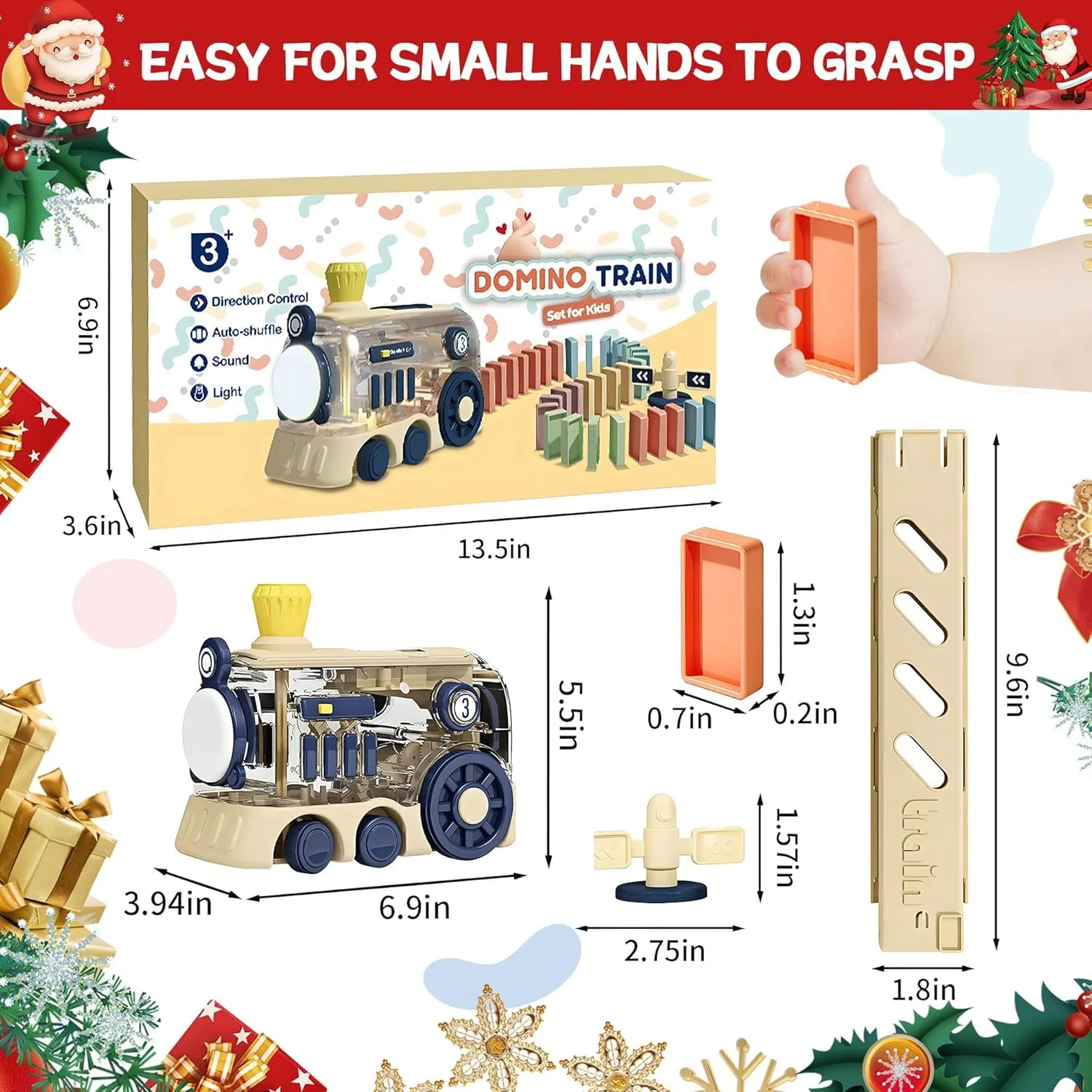 اسباب بازی قطار دومینو اتوماتیک - 80 قطعه بلوک ساختمانی STEM با مسیرهای چیدمان، اسباب بازی های آموزشی مونته سوری برای پسران و دختران 4+ ساله، ایده آل برای یادگیری و هدیه تولد