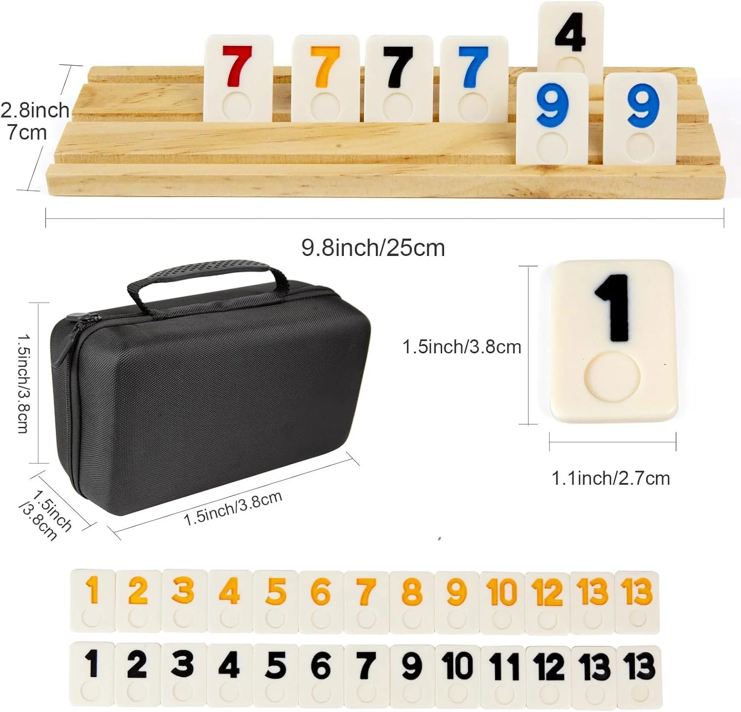 مجموعه دومینو برای 4-6 بازیکن، نسخه رومی کیوب 6 نفره با 6 پایه چوبی، مجموعه بازی مسافرتی 160 قطعه ای وارامی کیوب با جعبه قابل حمل