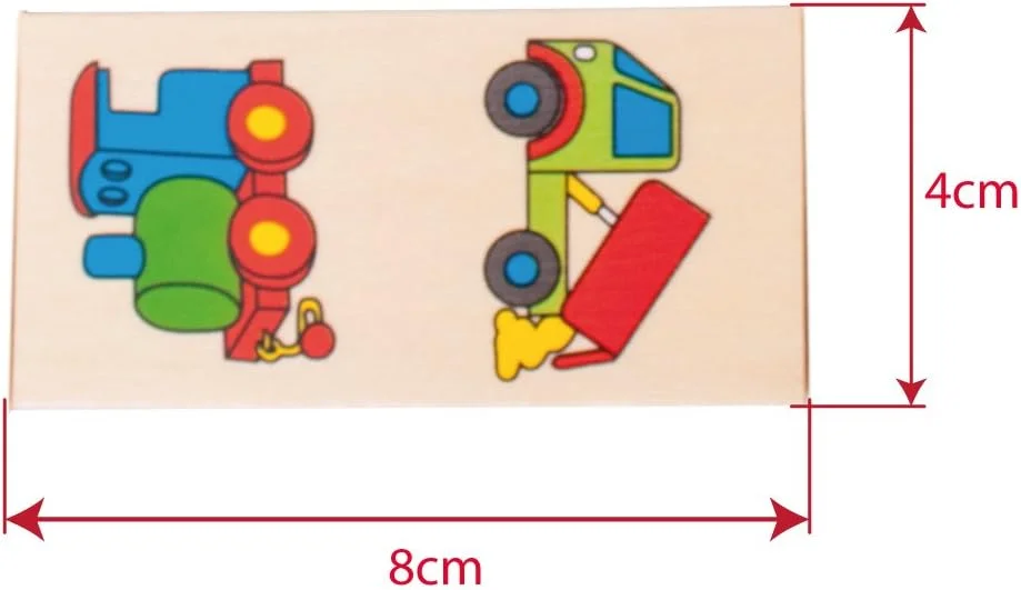 دومینوهای چوبی اسباب بازی Bigjigs (حمل و نقل) با جعبه نگهداری